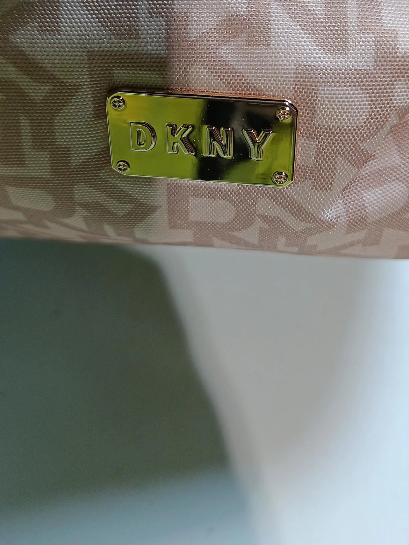 DKNY Women's Bag Tan Graphic Polyester with Faux Leather Clutch - Image 5