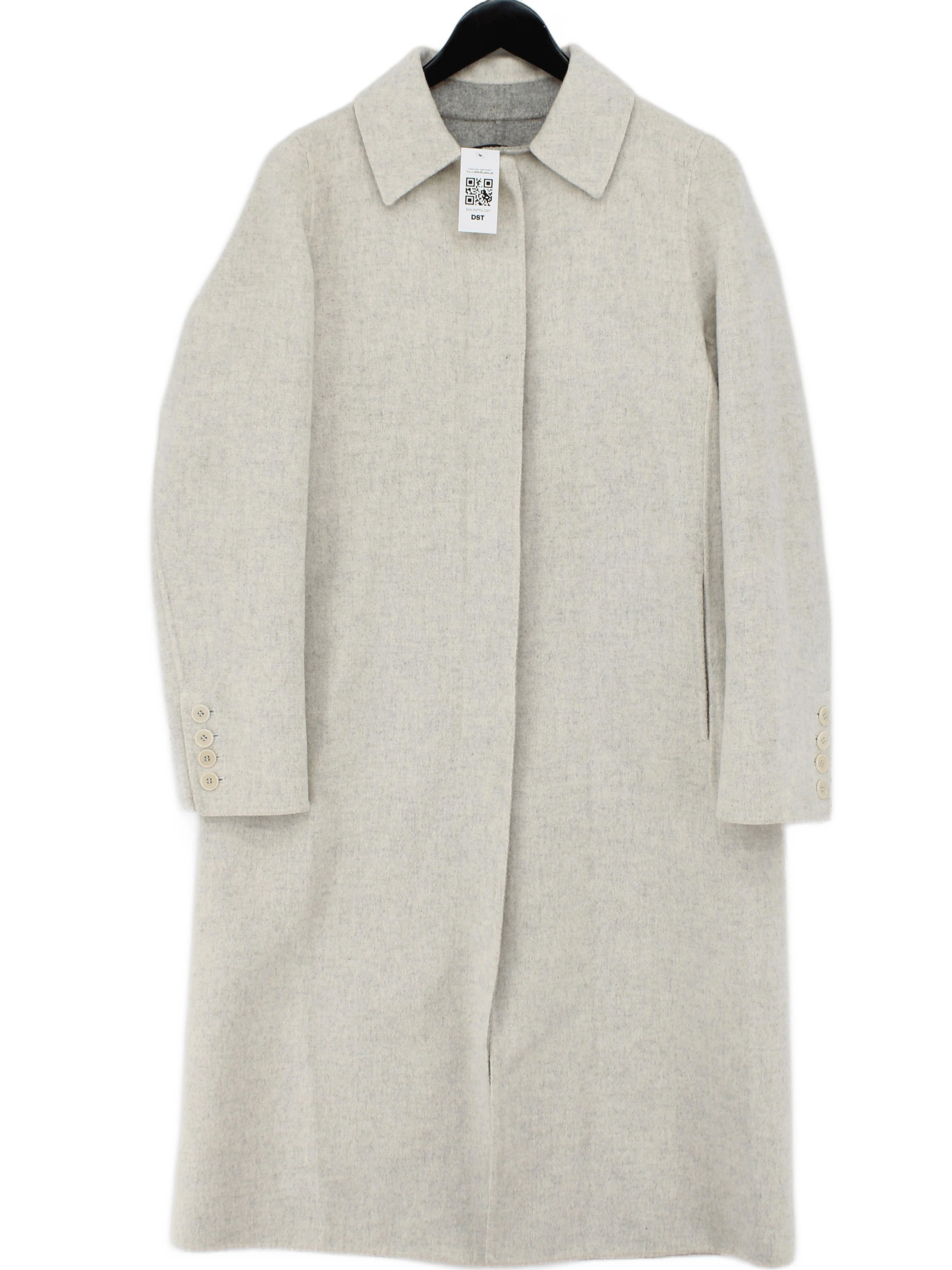 DKNY Women's Coat M Cream Wool with Angora, Nylon Overcoat