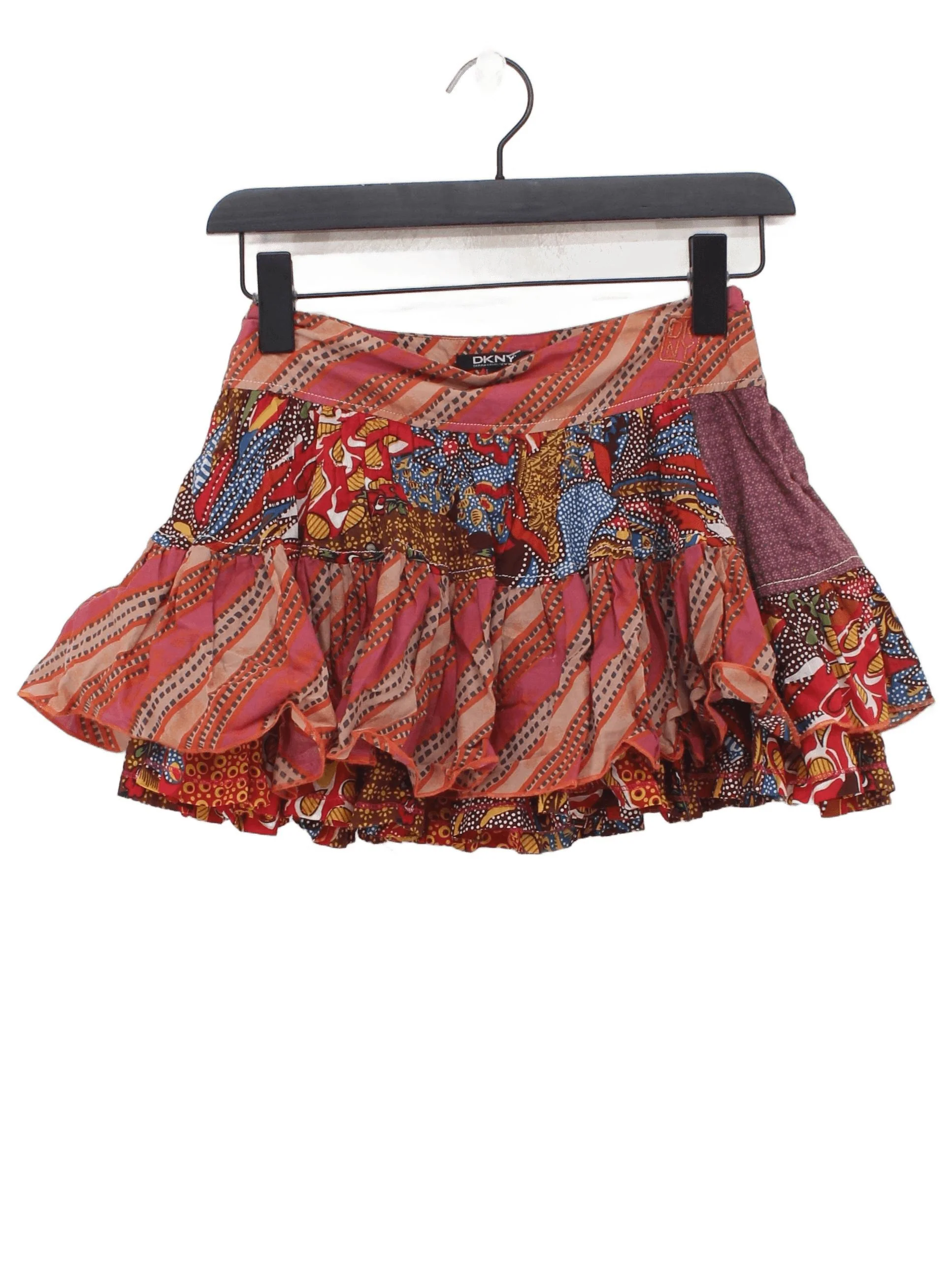 DKNY Women's Mini Skirt UK 10 Multi Animal Print 100% Cotton Short Mini
