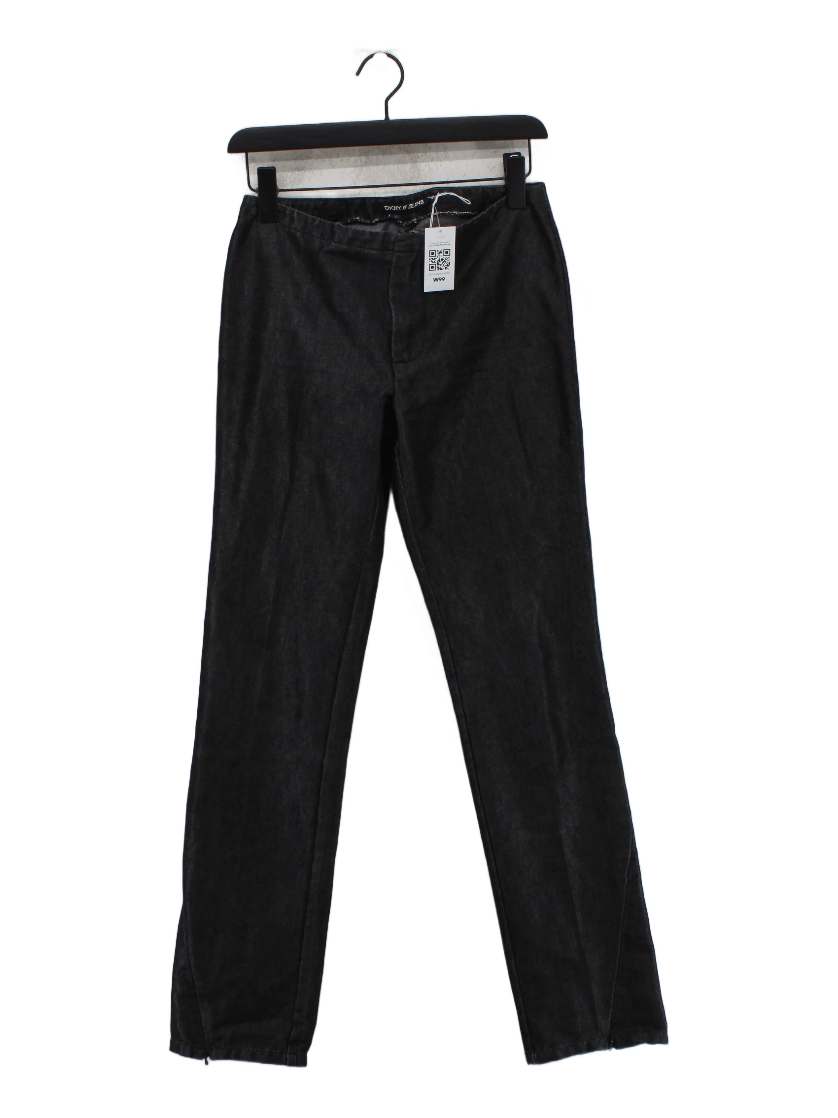 DKNY Women's Trousers W 27 in Black Cotton with Polyester Straight Chino