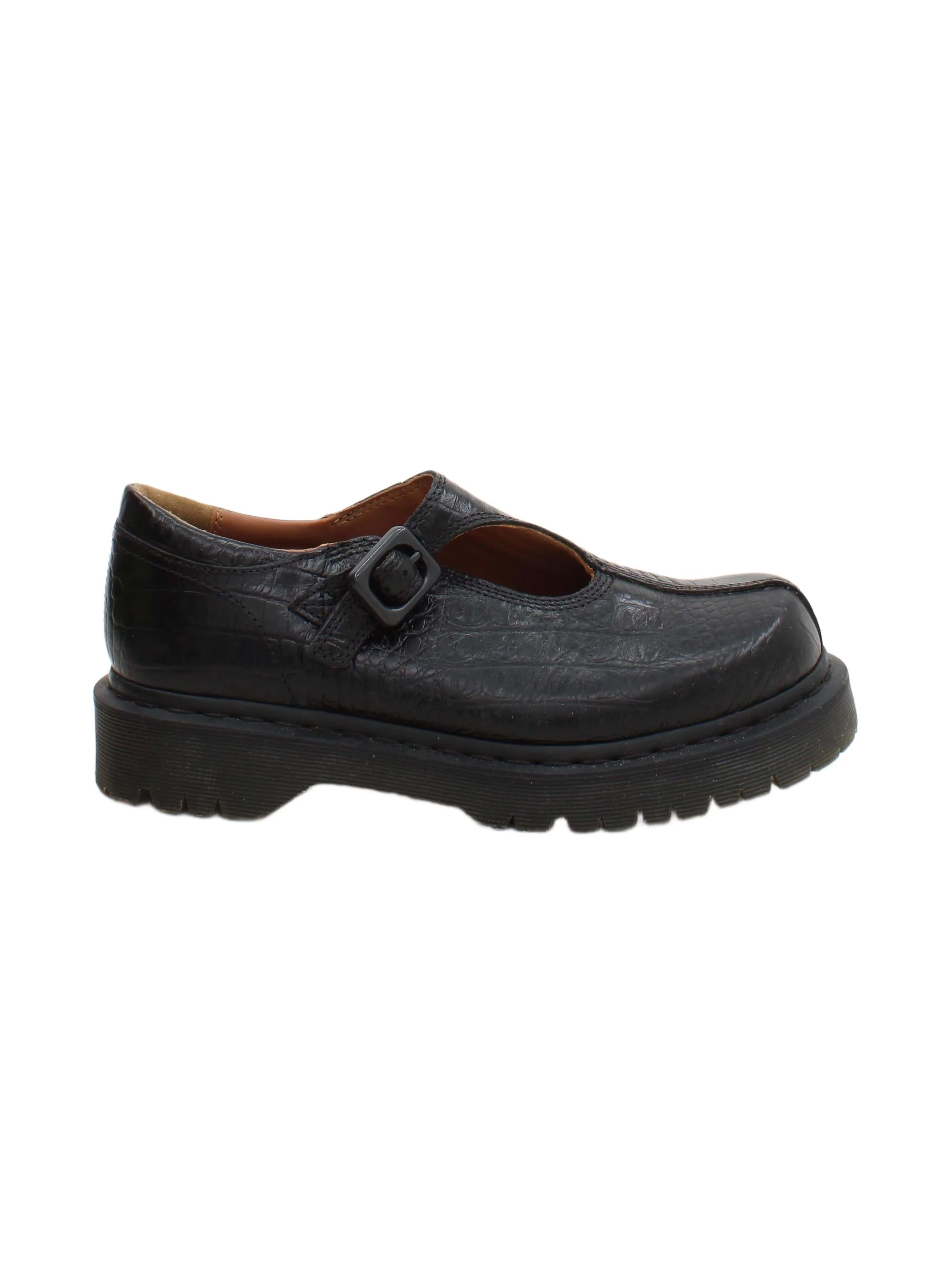 Dr. Martens Women's Flat Shoes UK 6 Black Animal Print 100% Leather Mary Jane
