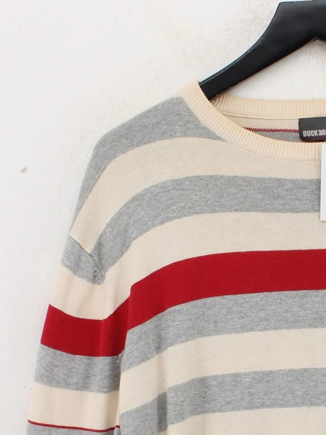 Duck And Cover Men's Jumper XL Multi Striped 100% Cotton Round Neck Pullover - Image 4