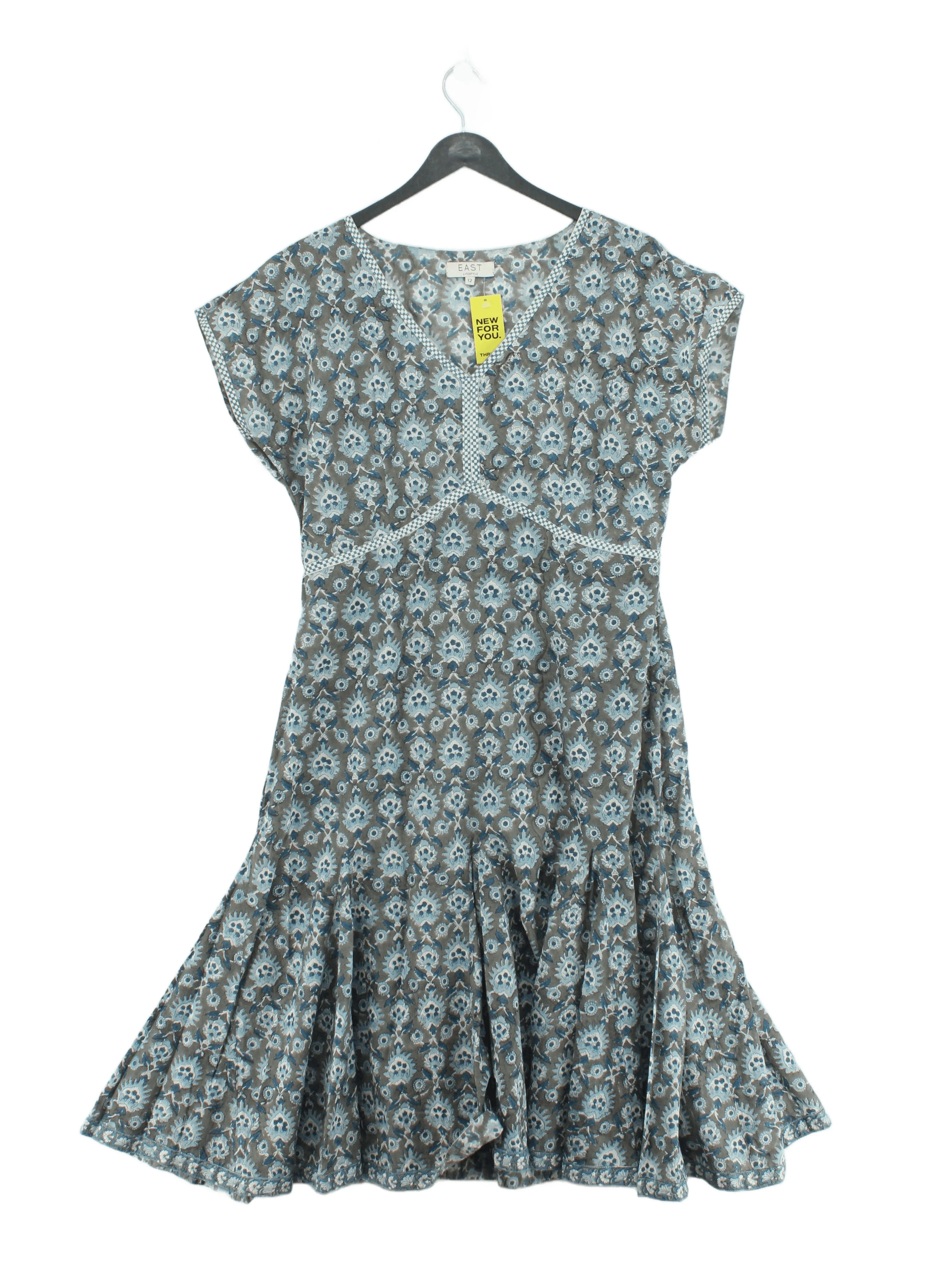 East A-Line Midi Dress UK12 in Grey