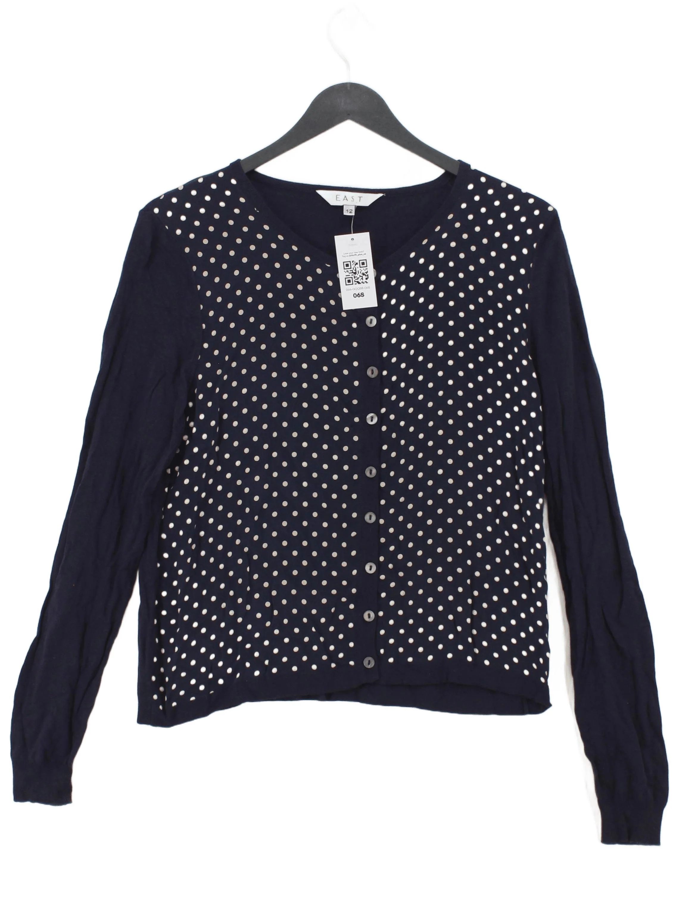 East Women's Cardigan UK 12 Blue Viscose with Cotton, Silk, Cashmere Cardigan
