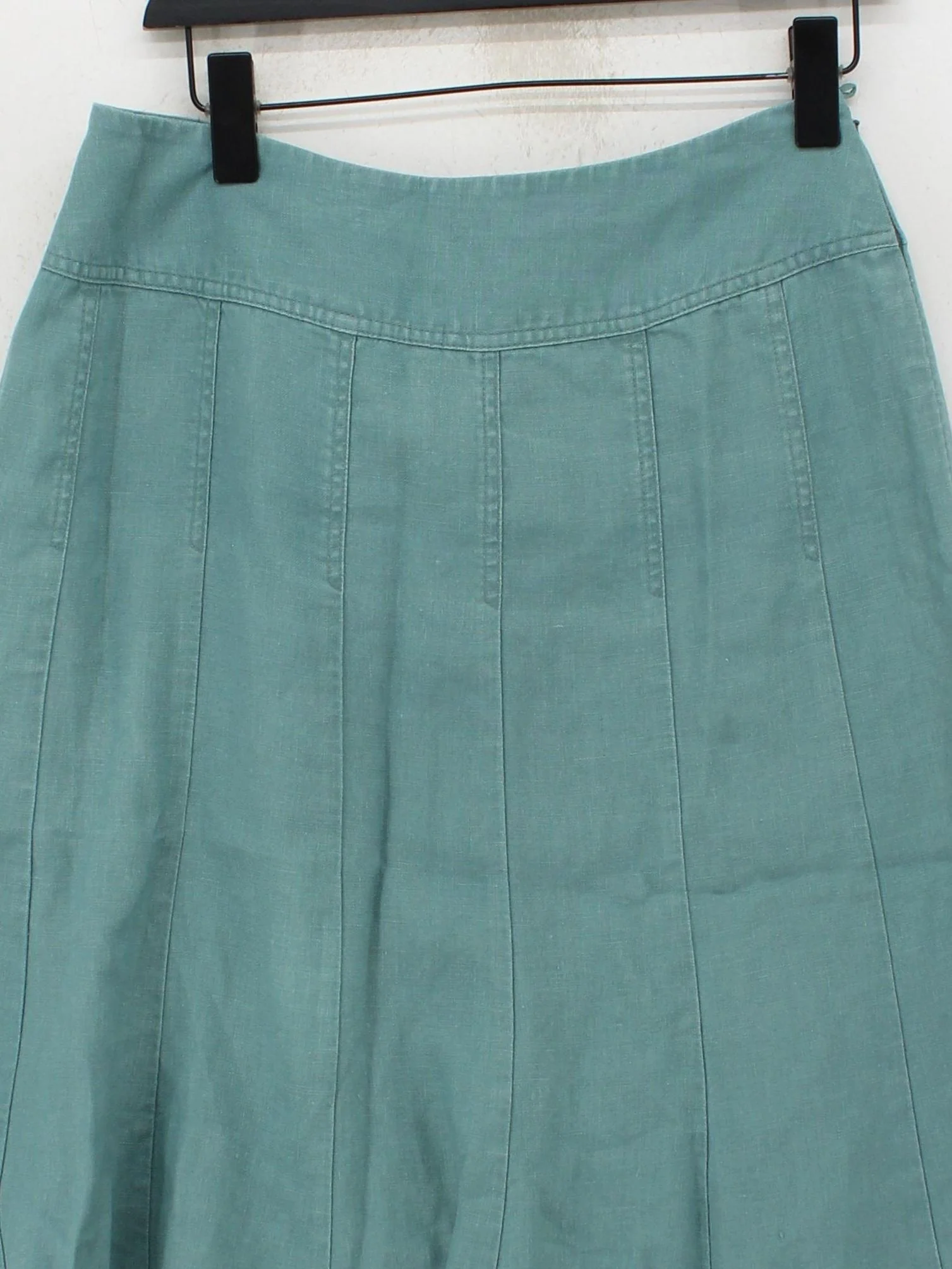 East Women's Midi Skirt UK 12 Blue Linen with Acetate, Silk Midi A-Line - Image 3