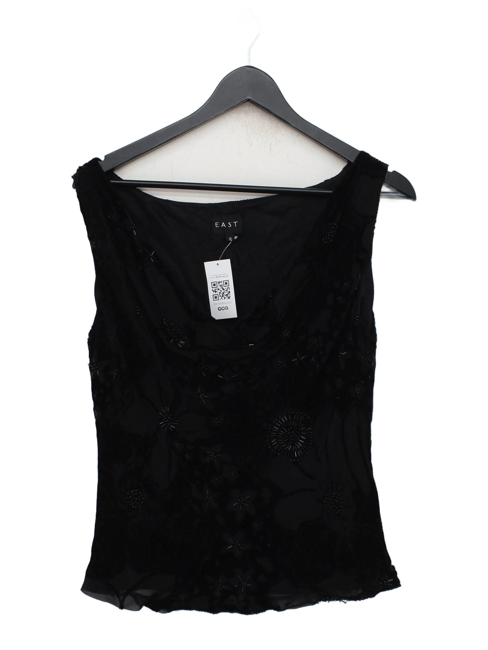 East Women's Top UK 16 Black Silk with Viscose, Acetate Basic