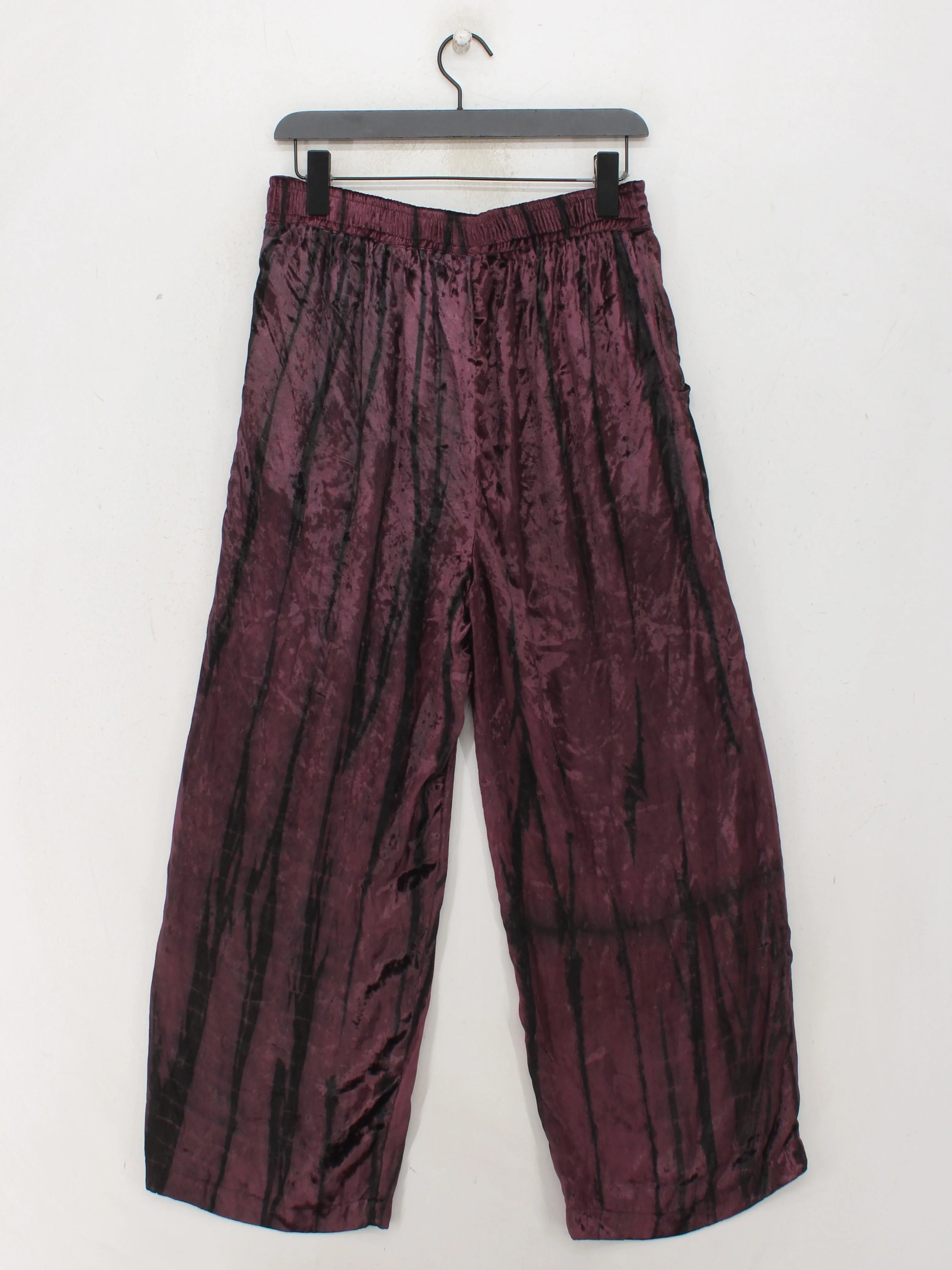 East Women's Trousers M Purple Striped 100% Viscose Wide-Leg Cropped - Image 2