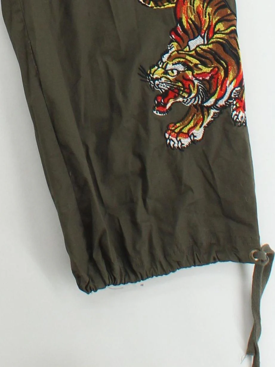 Ed Hardy Men's Trousers S Green Graphic Cotton with Elastane Wide-Leg Cargo - Image 4