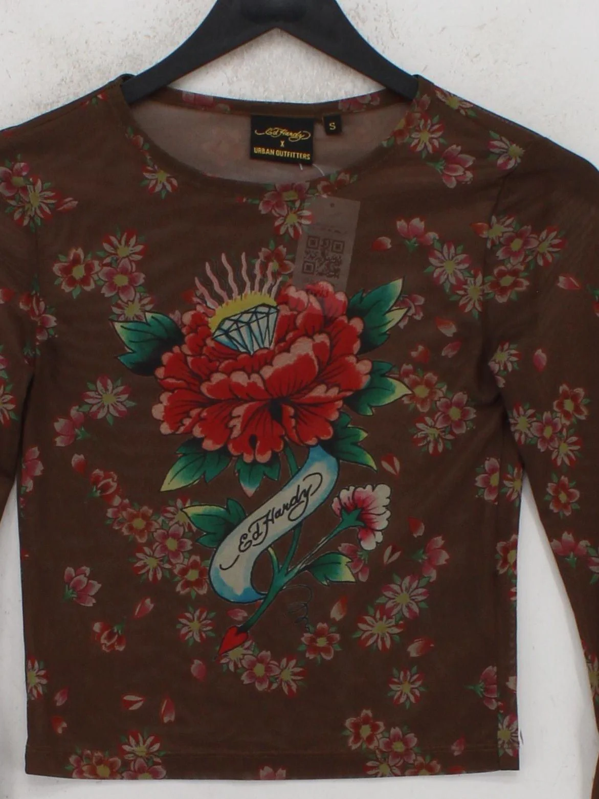 Ed Hardy Women's Top S Brown Polyester with Elastane Basic - Image 3