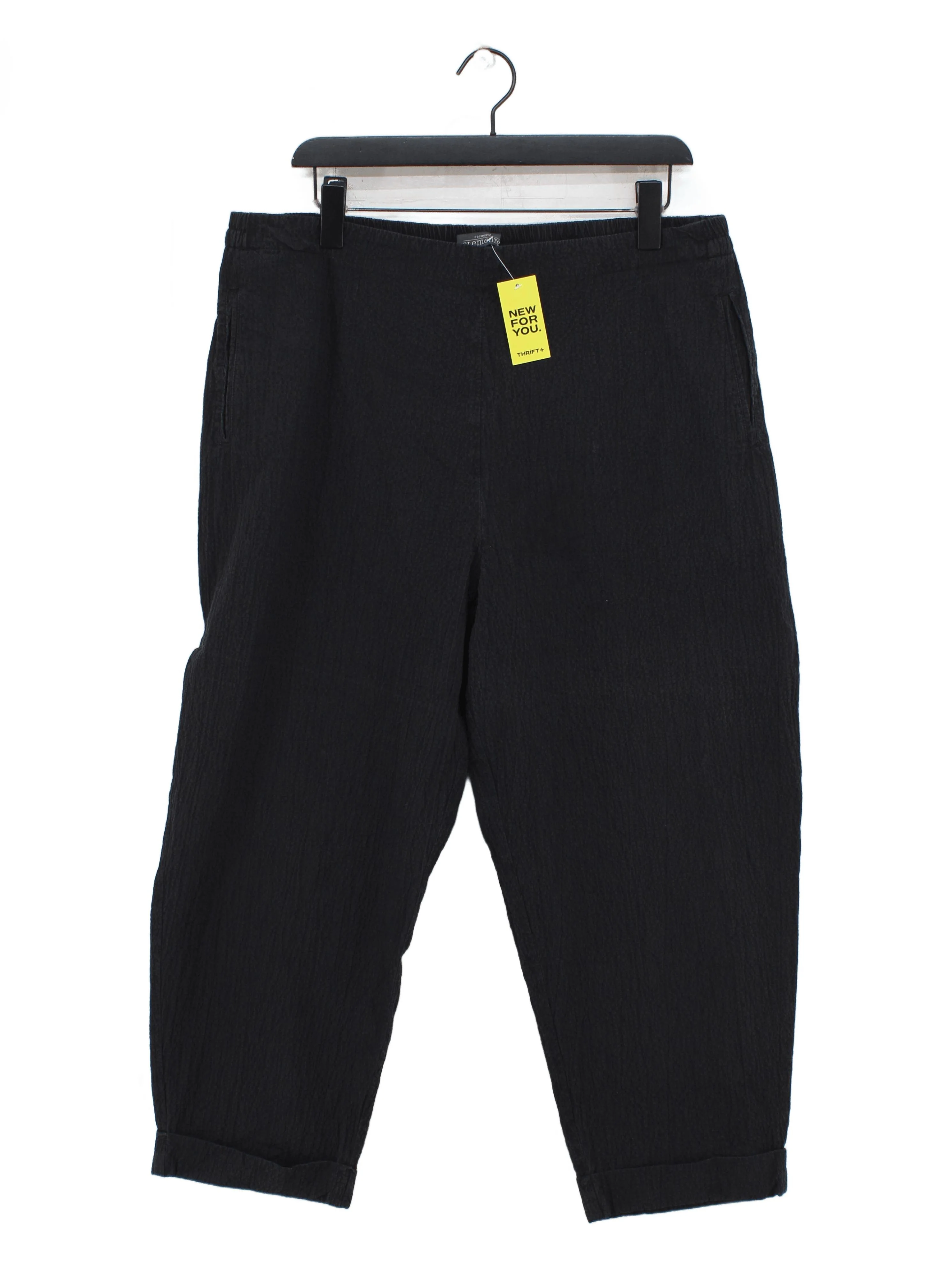 Elemente Clemente Women's Trousers UK 22 Black 100% Cotton Tapered Capri