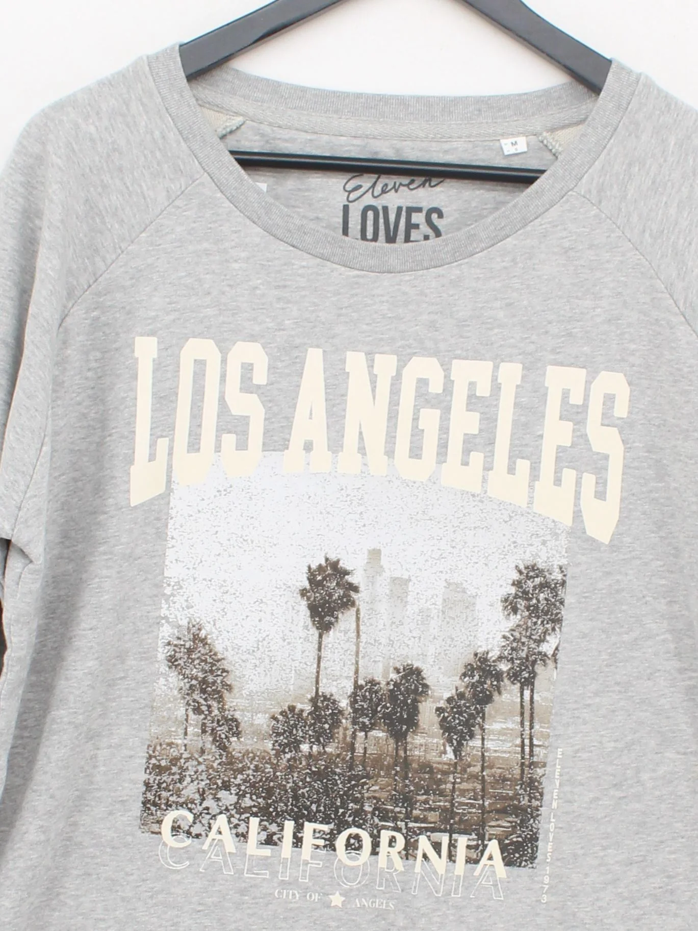 Eleven Loves Women's Hoodie M Grey Graphic Cotton with Polyester Pullover - Image 3