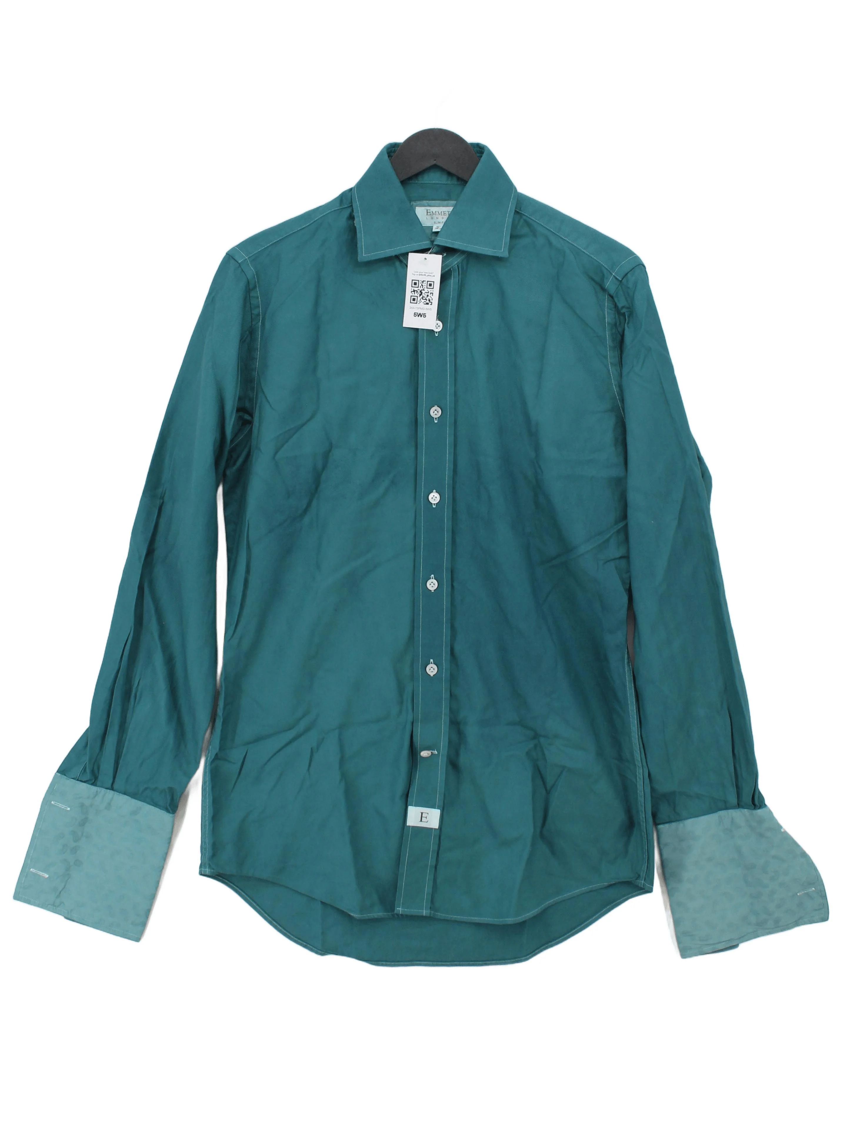 Emmett Men's Shirt Chest: 38 in Green 100% Cotton Basic
