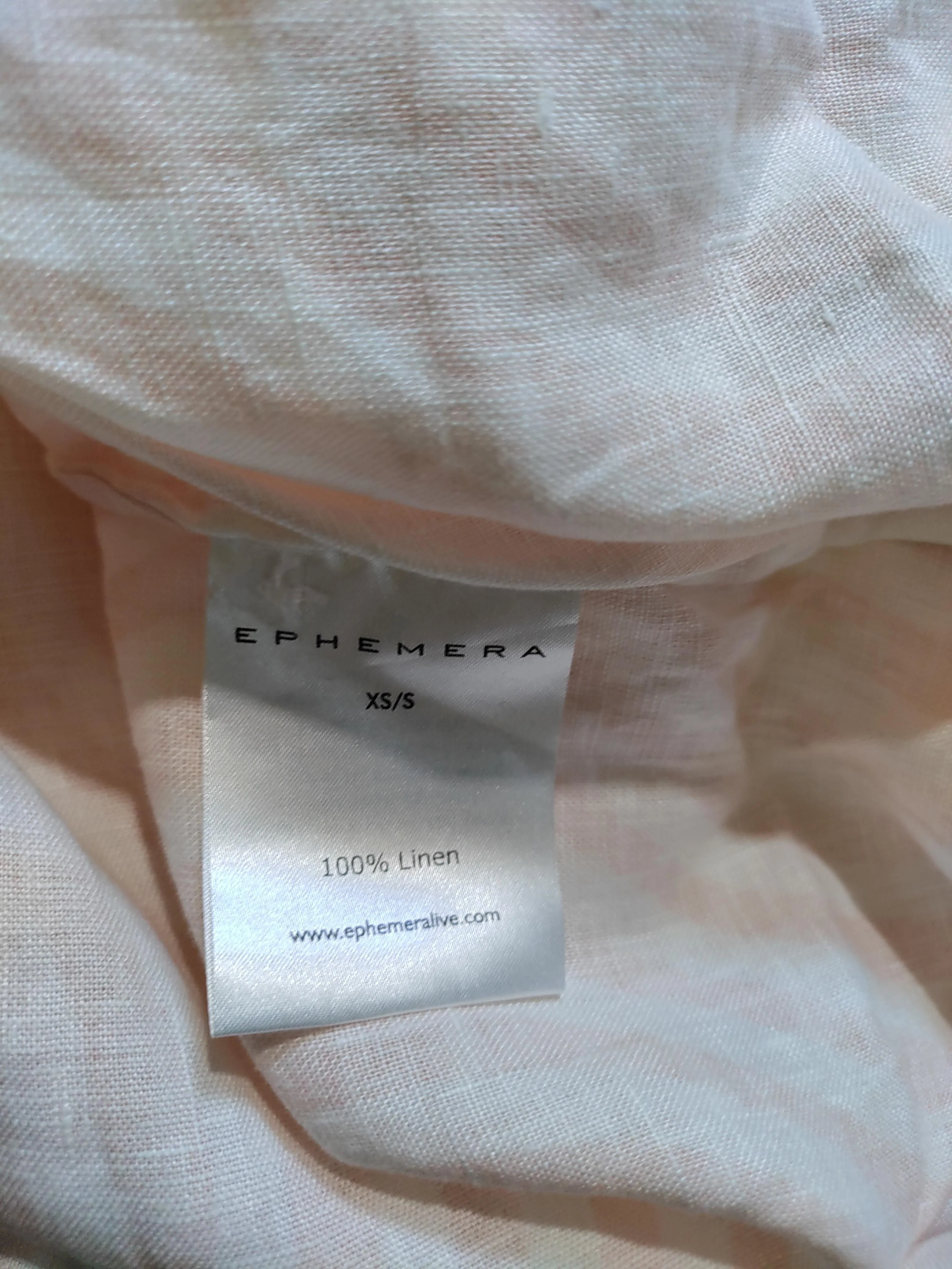 EPHEMERA Women's Shirt XS Pink Geometric 100% Linen Short Sleeve Collared Basic - Image 6