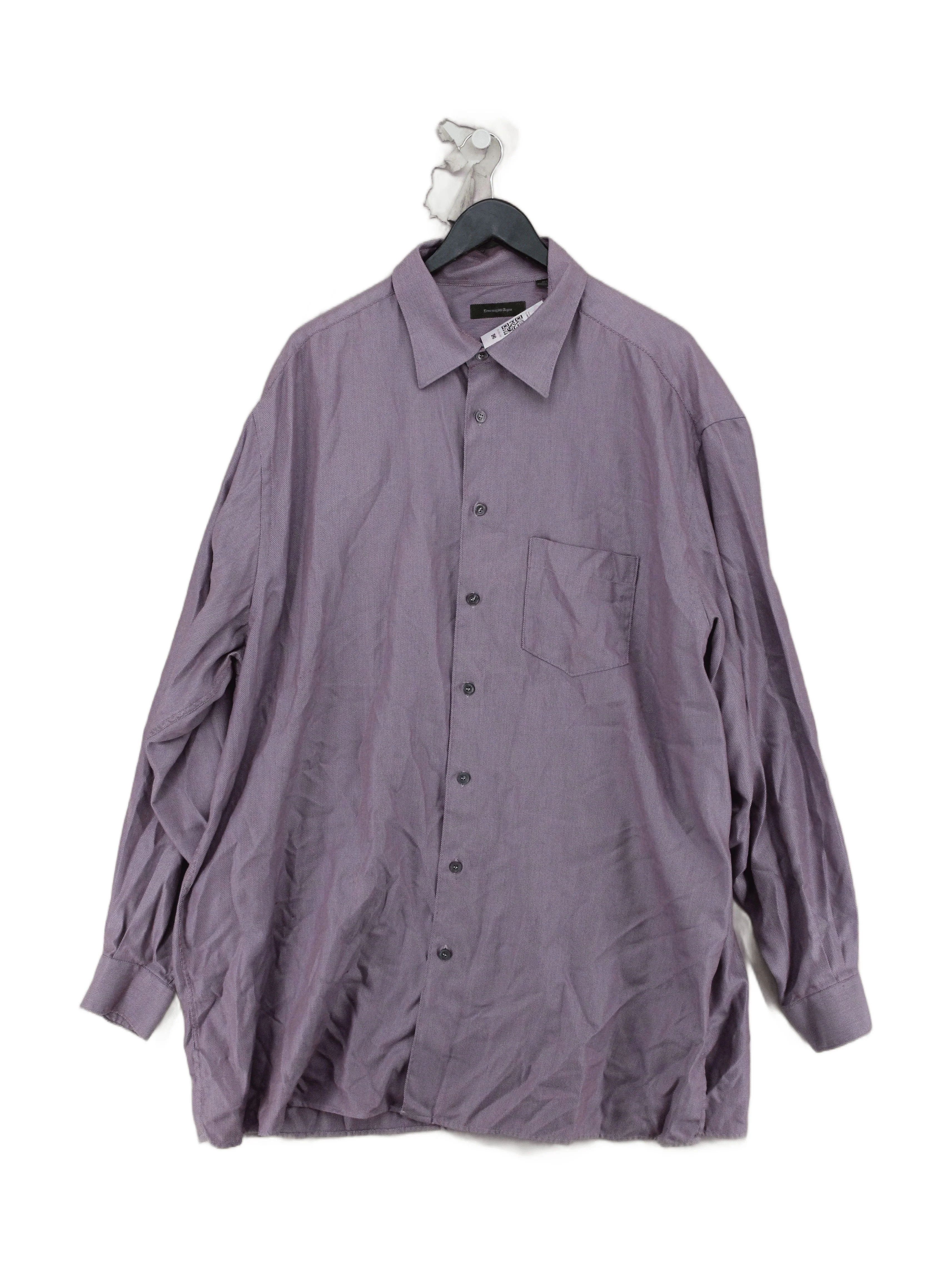 Ermenegildo Zegna Men's Shirt XXL Purple 100% Cotton Basic