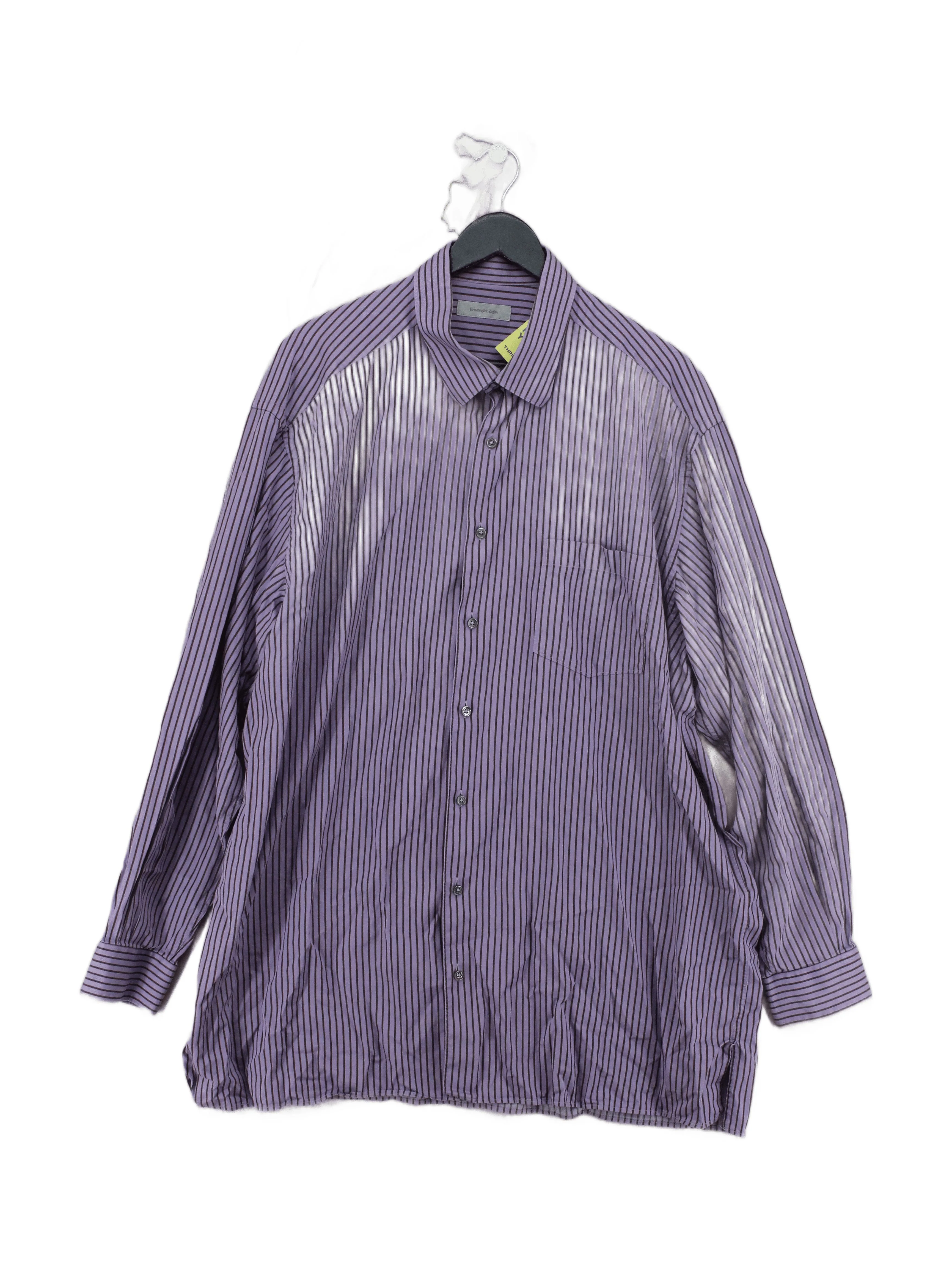Ermenegildo Zegna Men's Shirt XXL Purple Striped 100% Cotton Basic