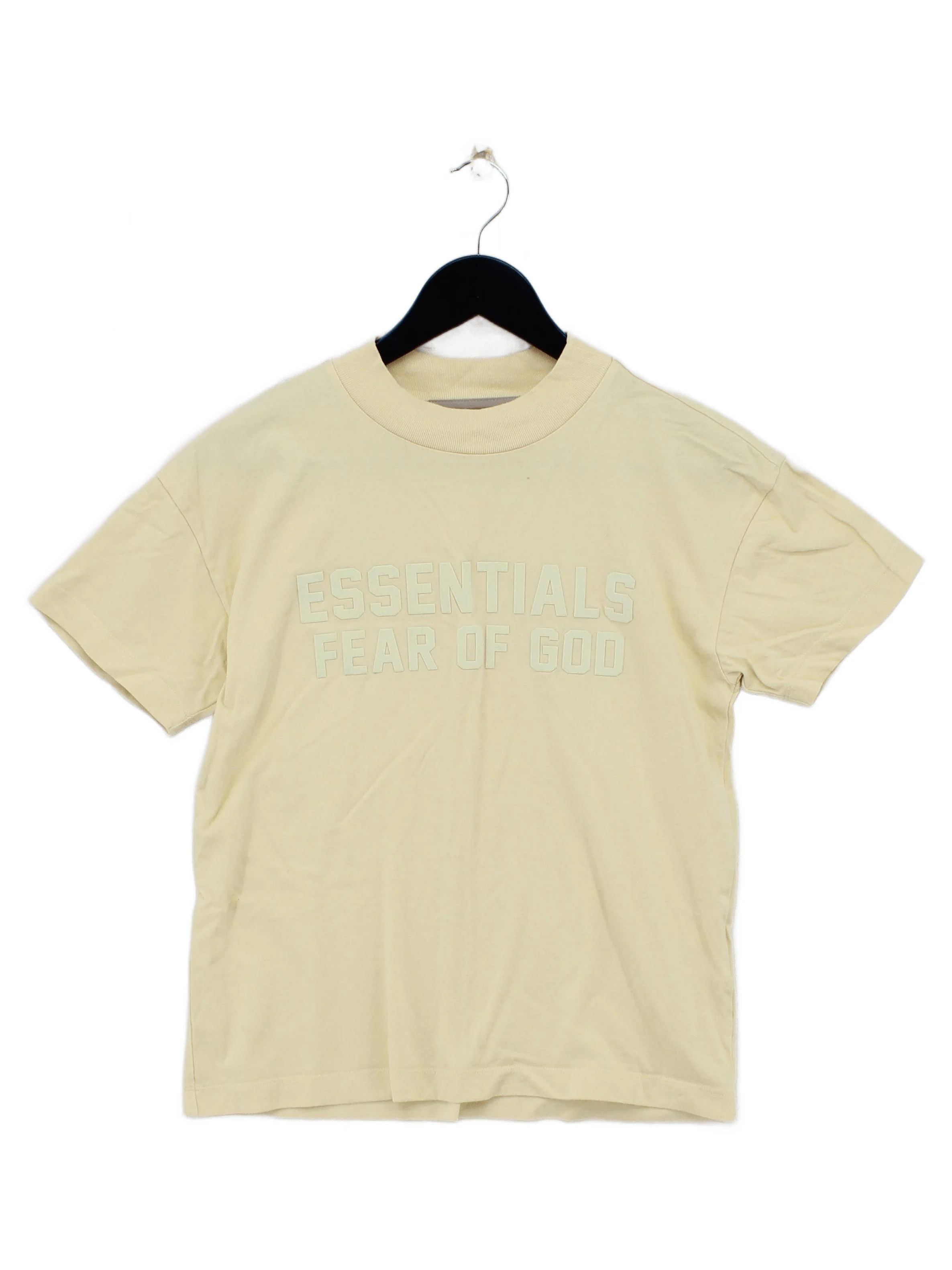 Essentials Women's T-Shirt UK 10 Cream 100% Cotton Short Sleeve Crew Neck Basic