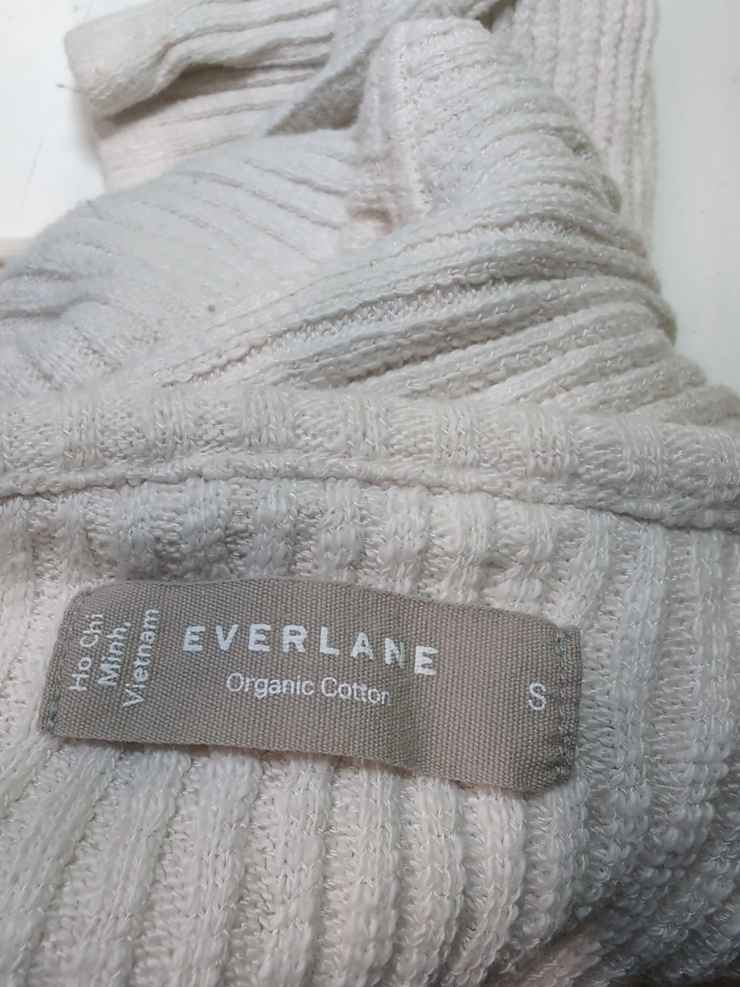 Everlane Women's Jumper S Cream Cotton with Viscose, Elastane V-Neck Pullover - Image 5