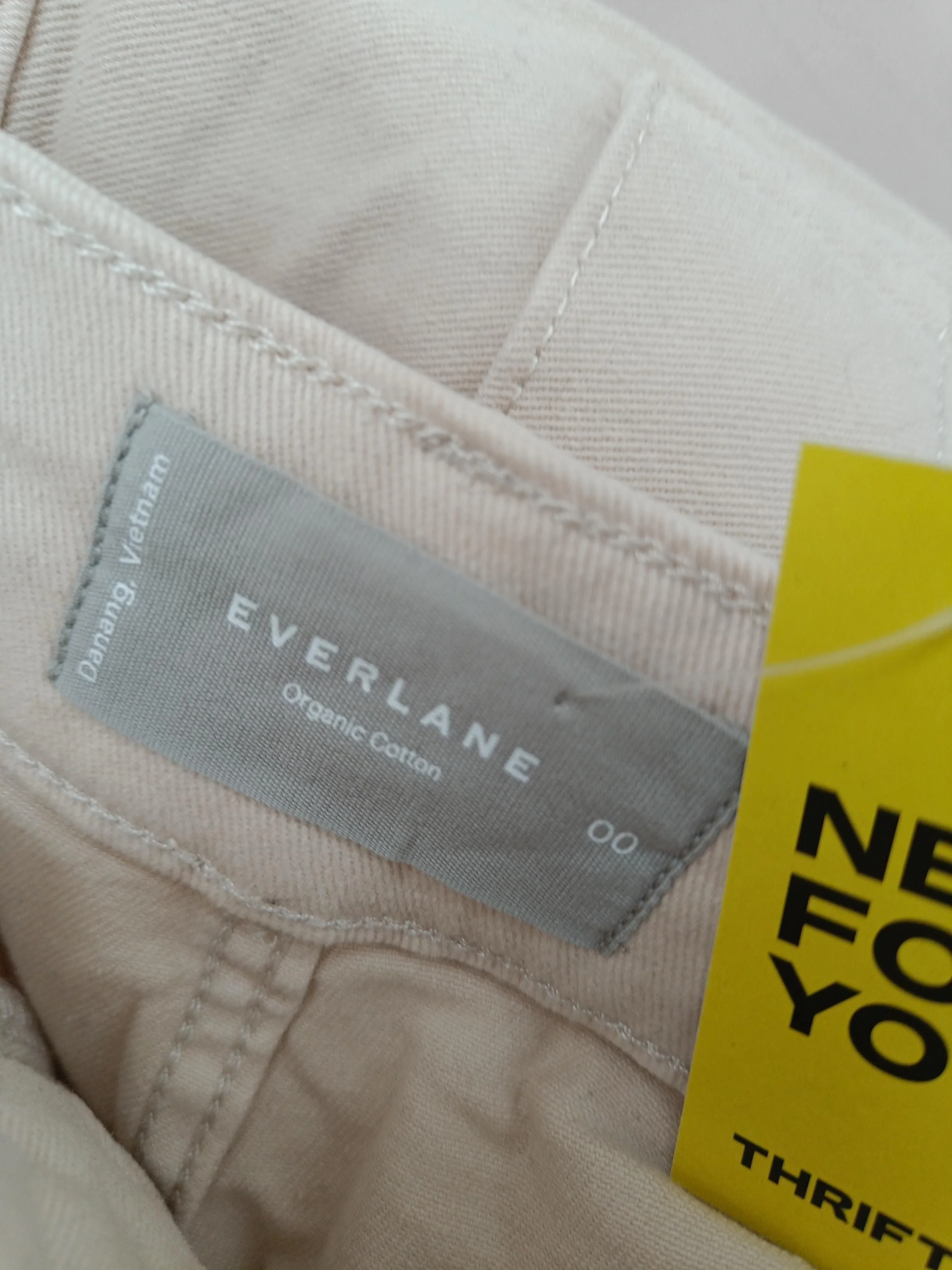 Everlane Women's Trousers UK 4 Cream Cotton with Elastane Straight Cropped - Image 7