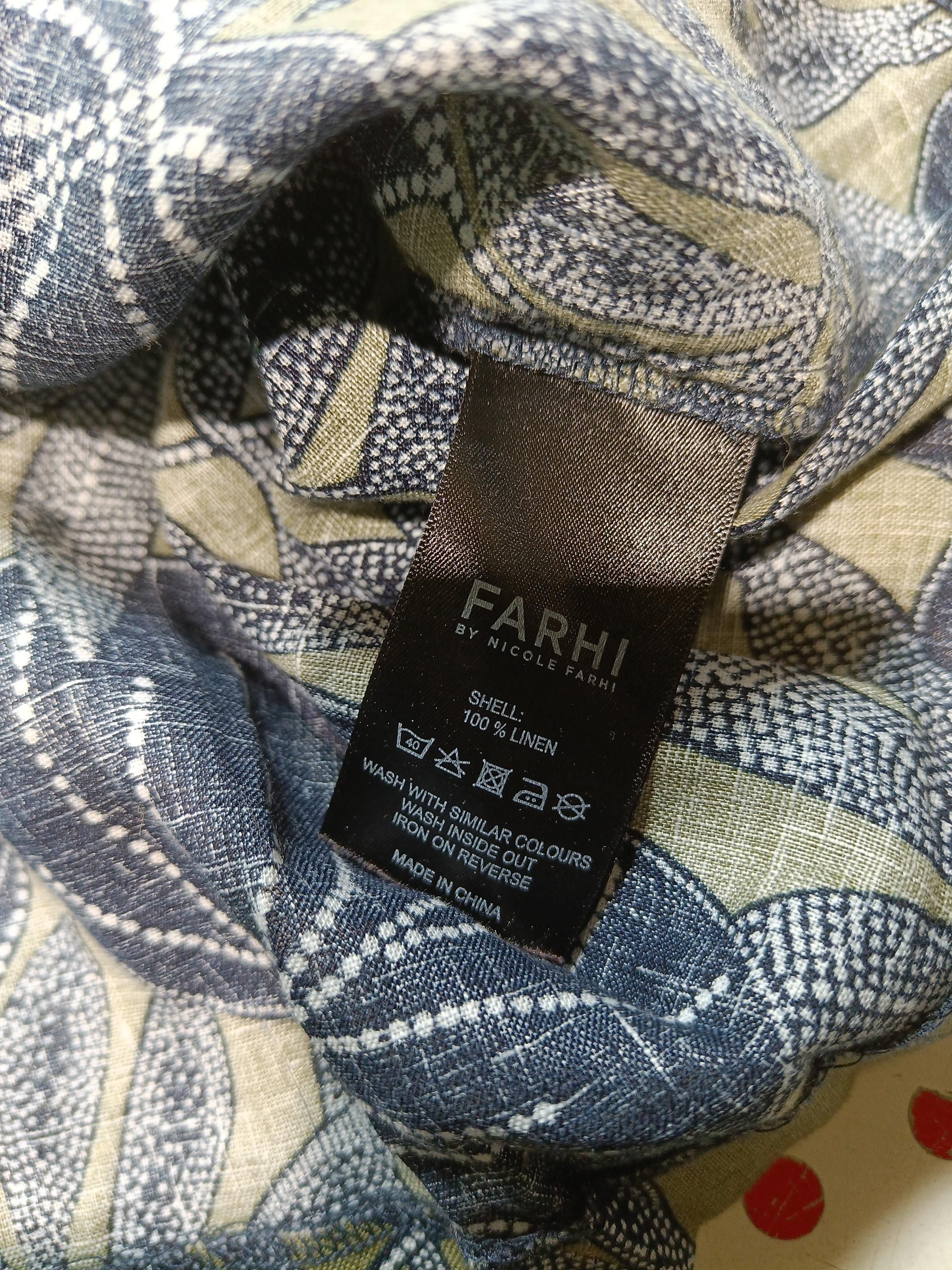 Farhi Women's Top L Multi Floral 100% Linen Sleeveless V-Neck Basic - Image 6