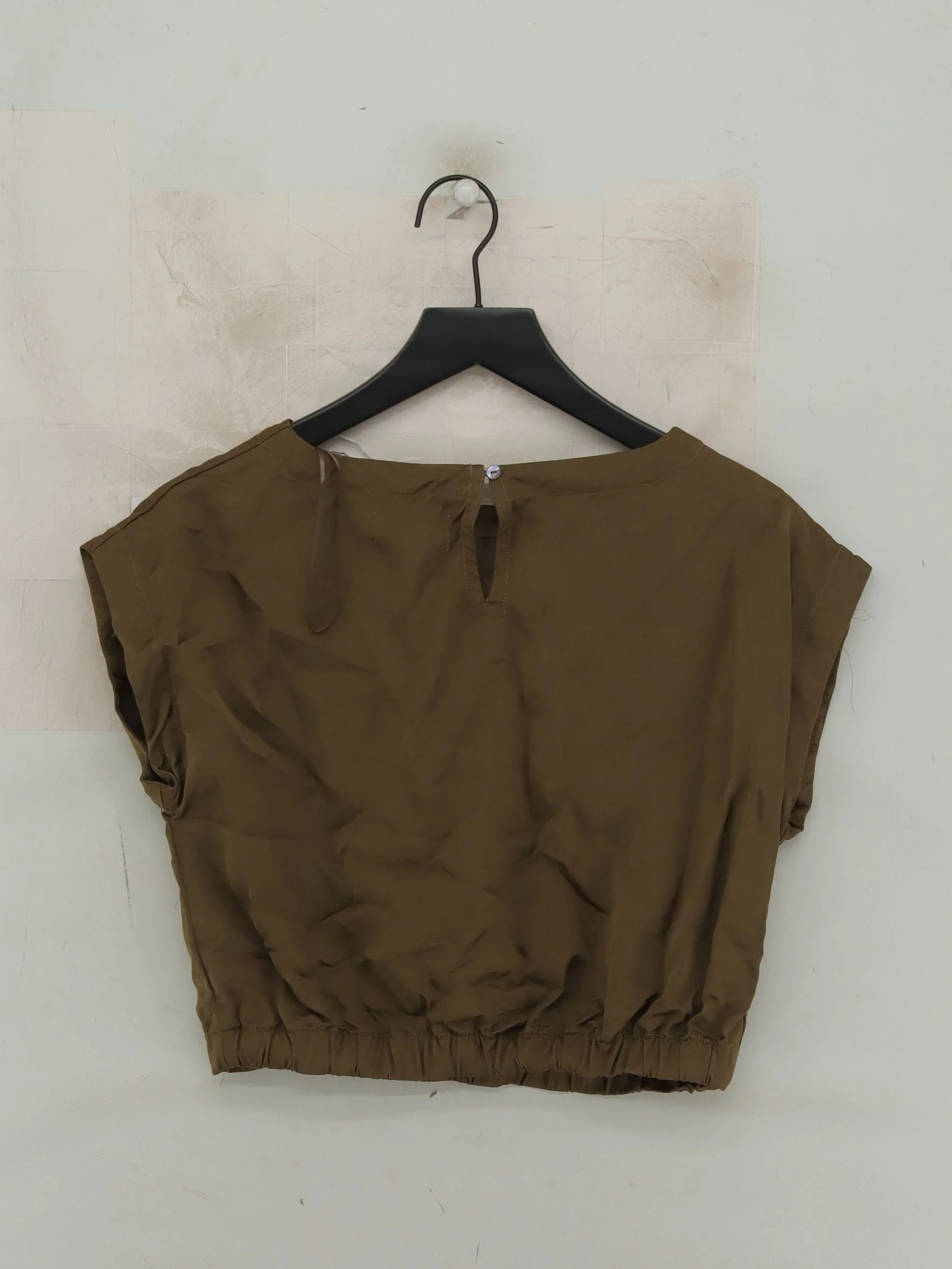 Farhi Women's Top S Green Viscose with Linen Short Sleeve Round Neck Cropped - Image 2
