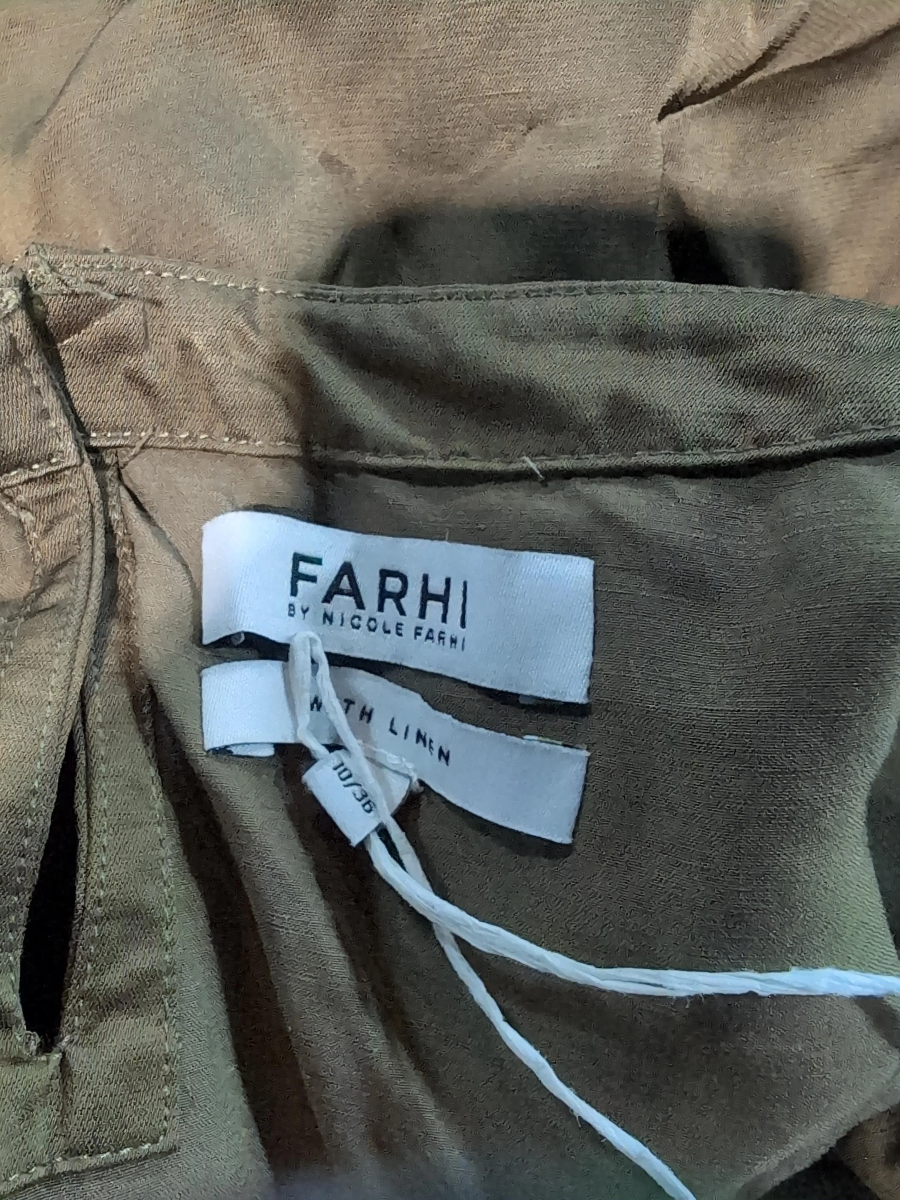 Farhi Women's Top S Green Viscose with Linen Short Sleeve Round Neck Cropped - Image 5