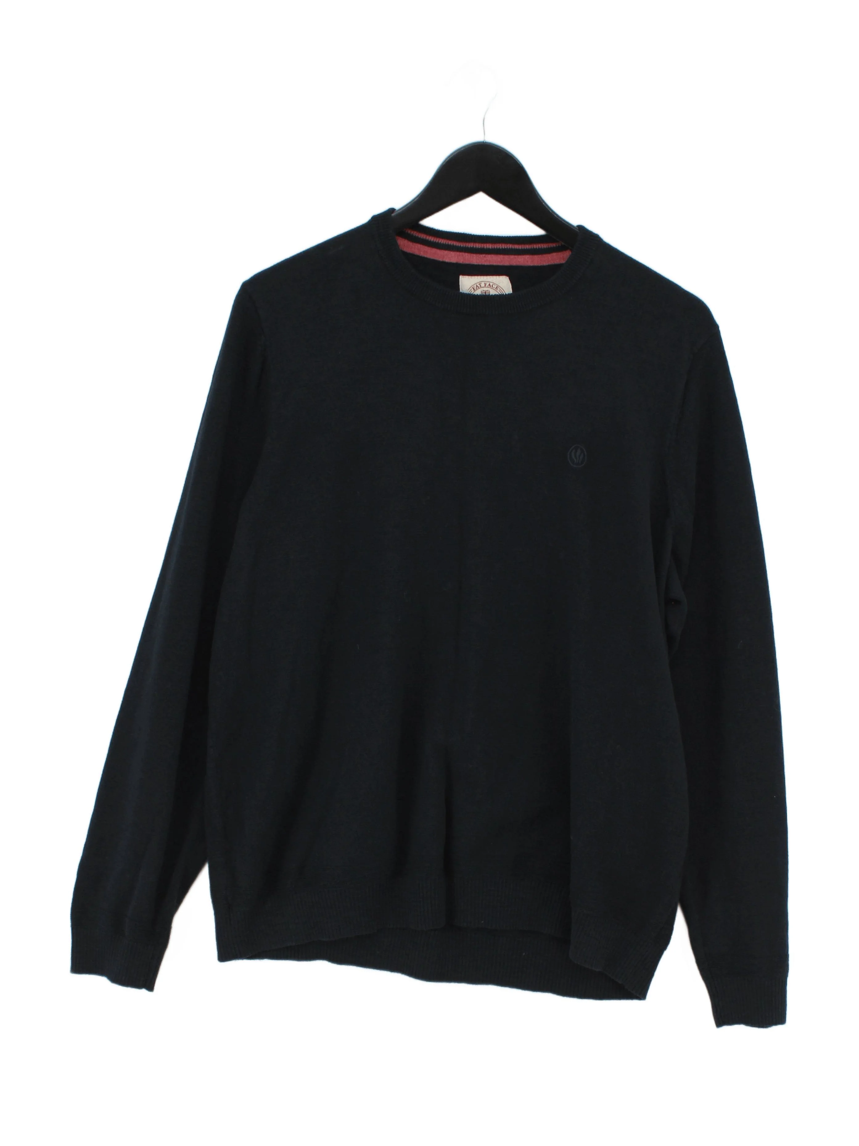 Fat Face Men's Jumper XL Black Cotton with Wool Crew Neck Pullover