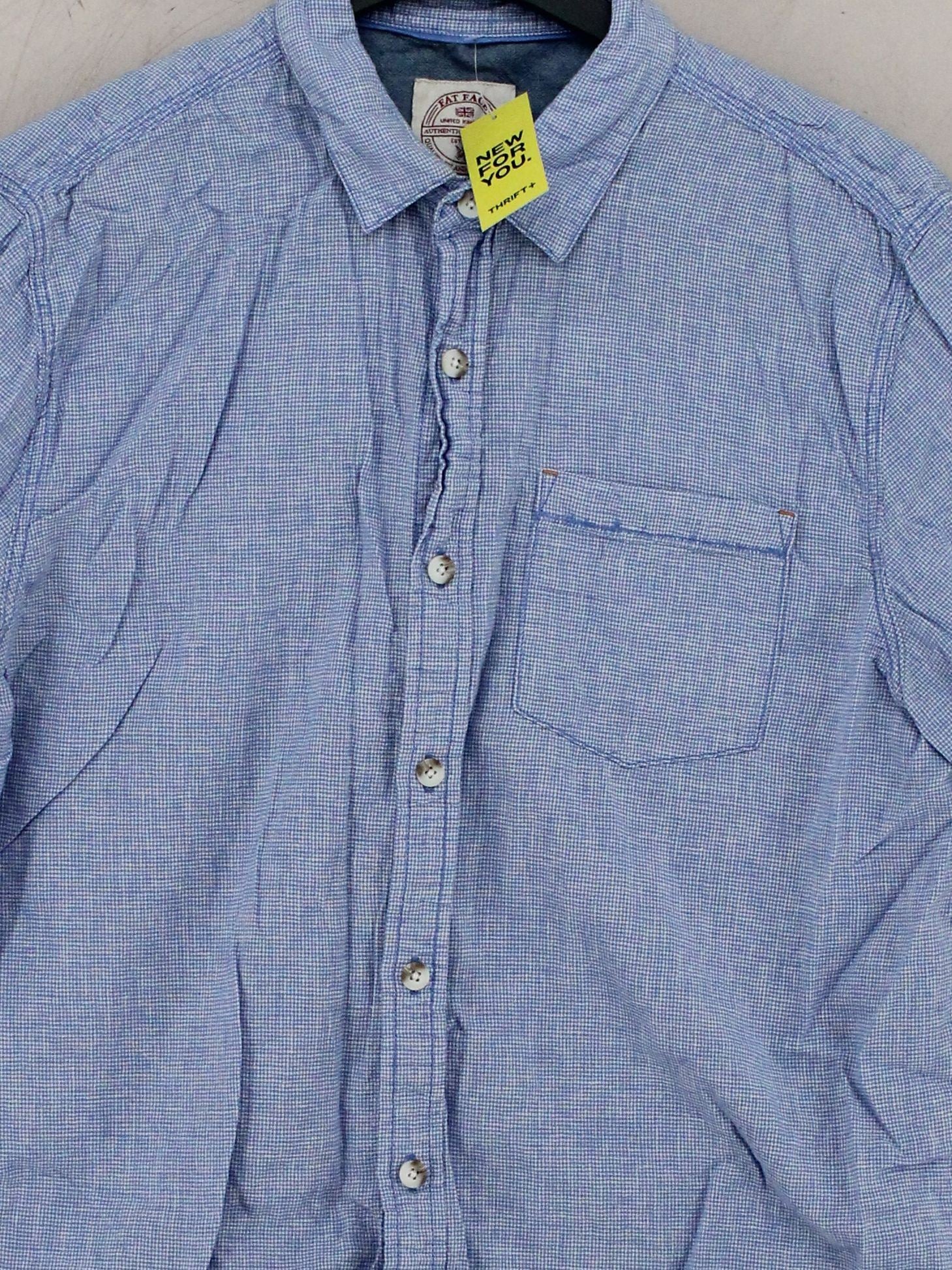 Fat Face Men's Shirt L Blue Linen with Cotton Basic - Image 3