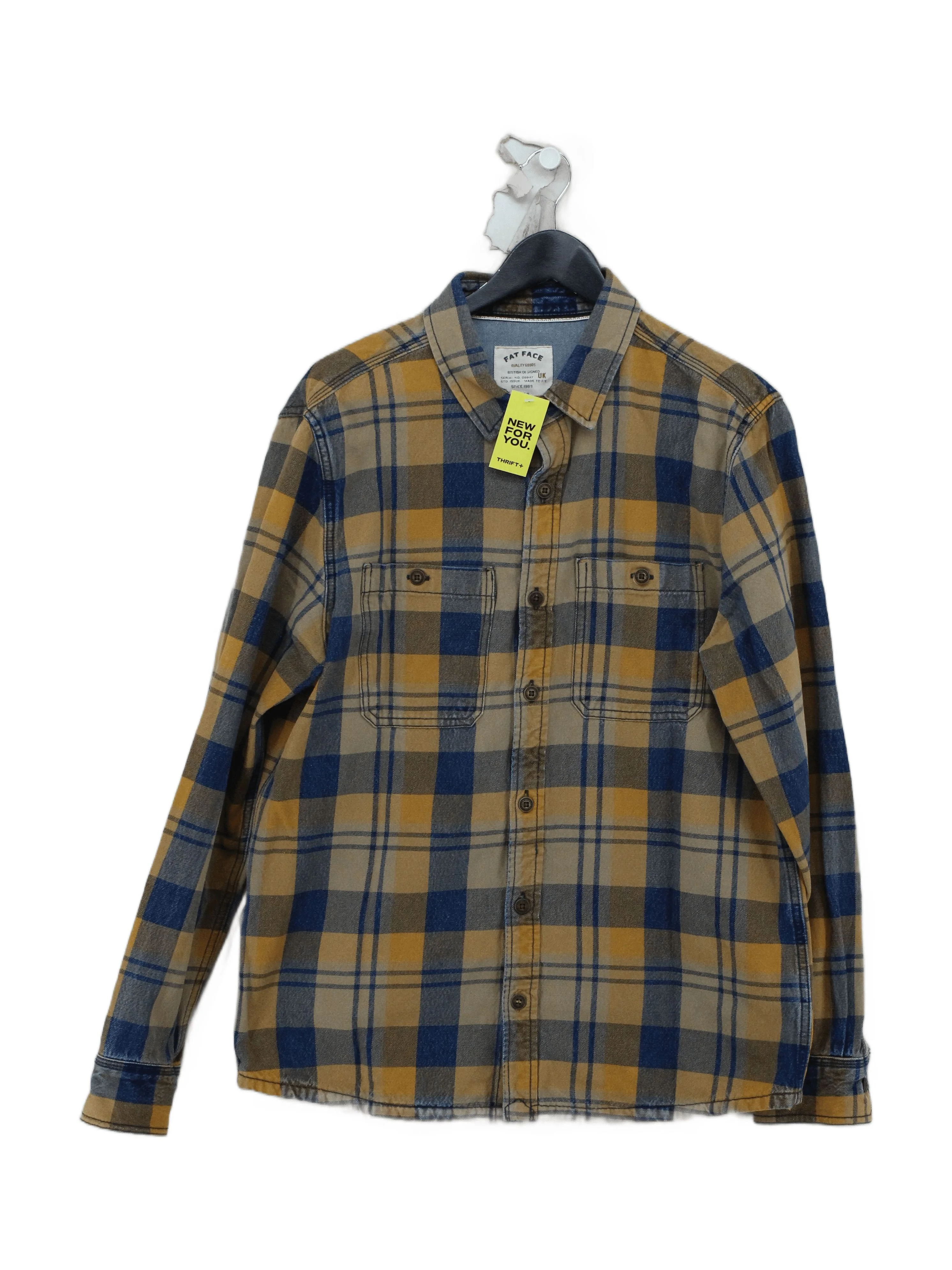 Fat Face Men's Shirt L Multi Checkered 100% Cotton Basic