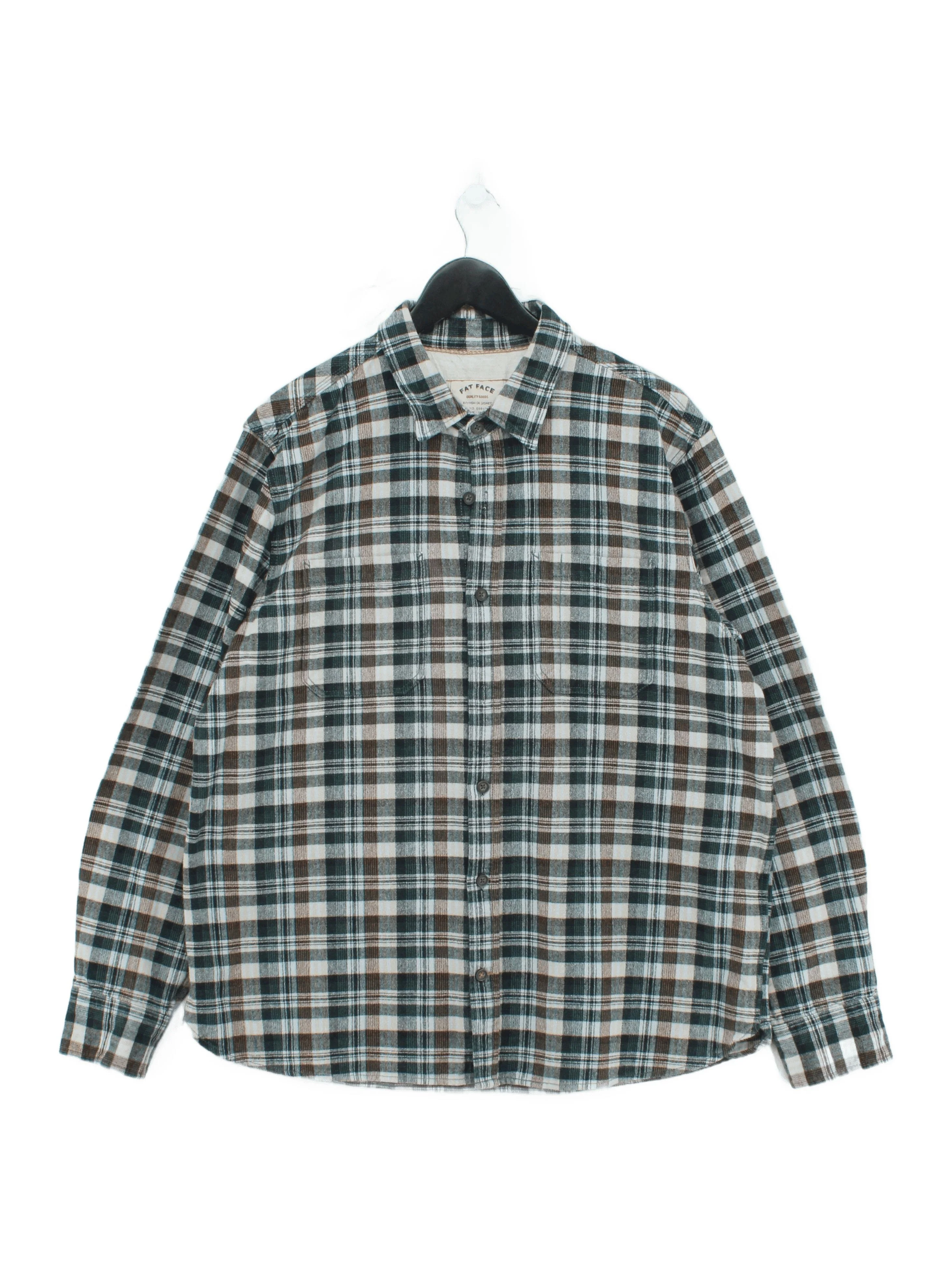 Fat Face Men's Shirt XL Green Checkered 100% Cotton Basic