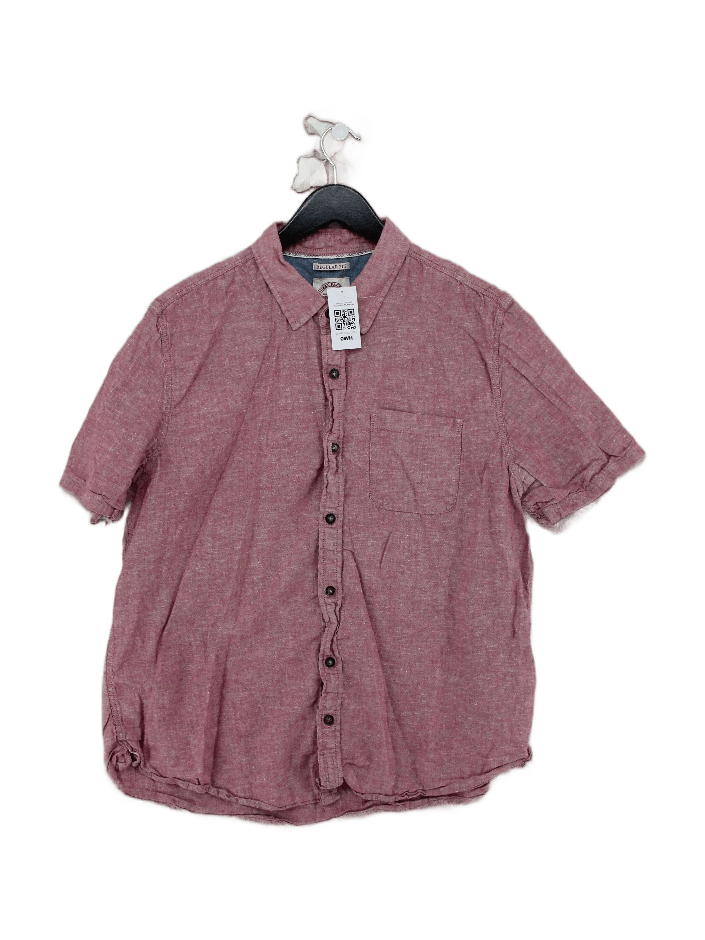 Fat Face Men's Shirt XL Red Linen with Cotton Basic