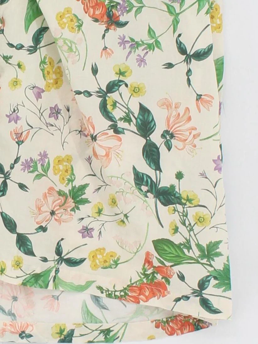 Fat Face Women's Blouse UK 12 Cream Floral 100% Cotton Short Sleeve V-Neck Basic - Image 4
