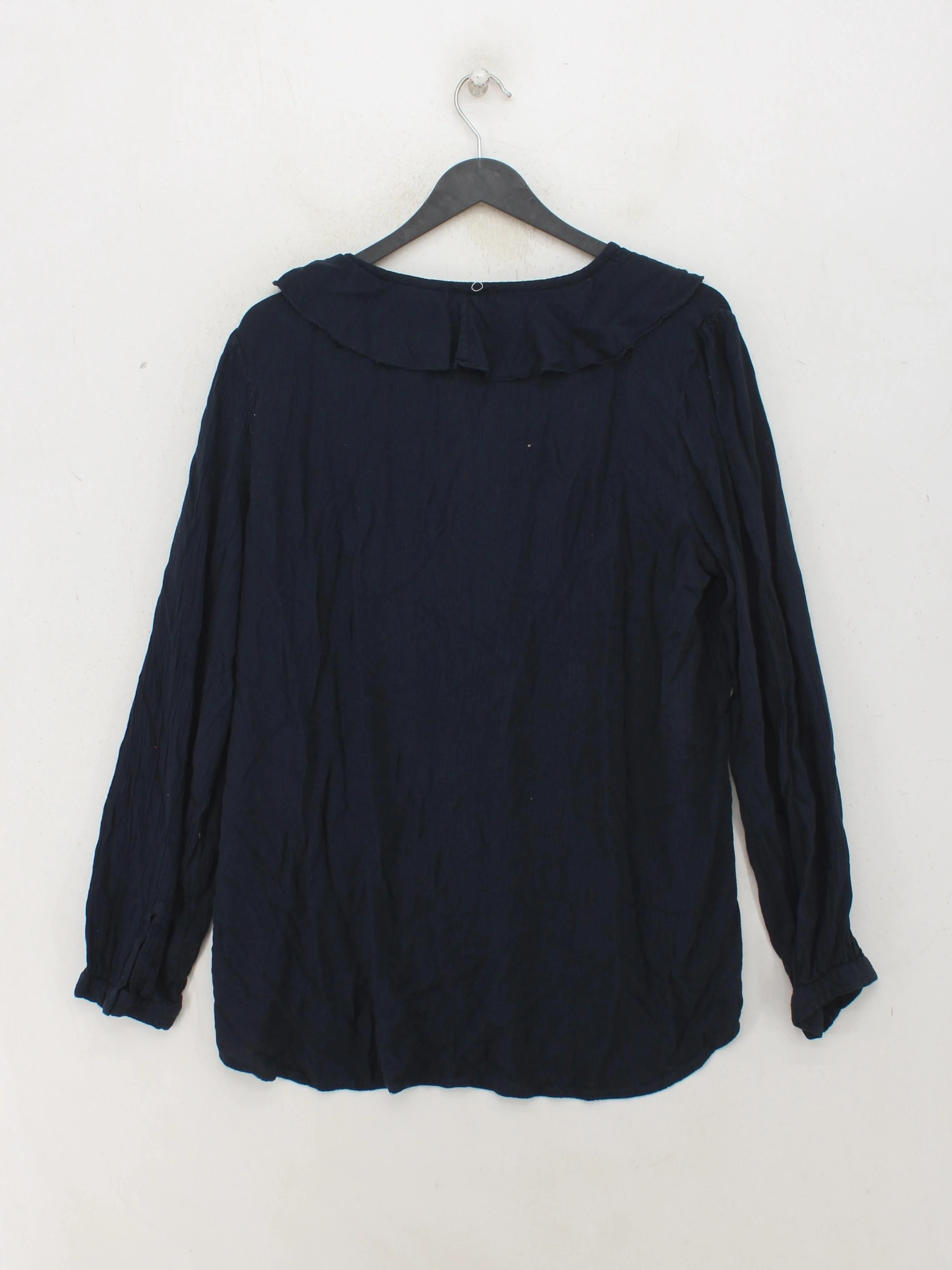 Fat Face Women's Blouse UK 14 Blue 100% Viscose Long Sleeve V-Neck Basic - Image 2