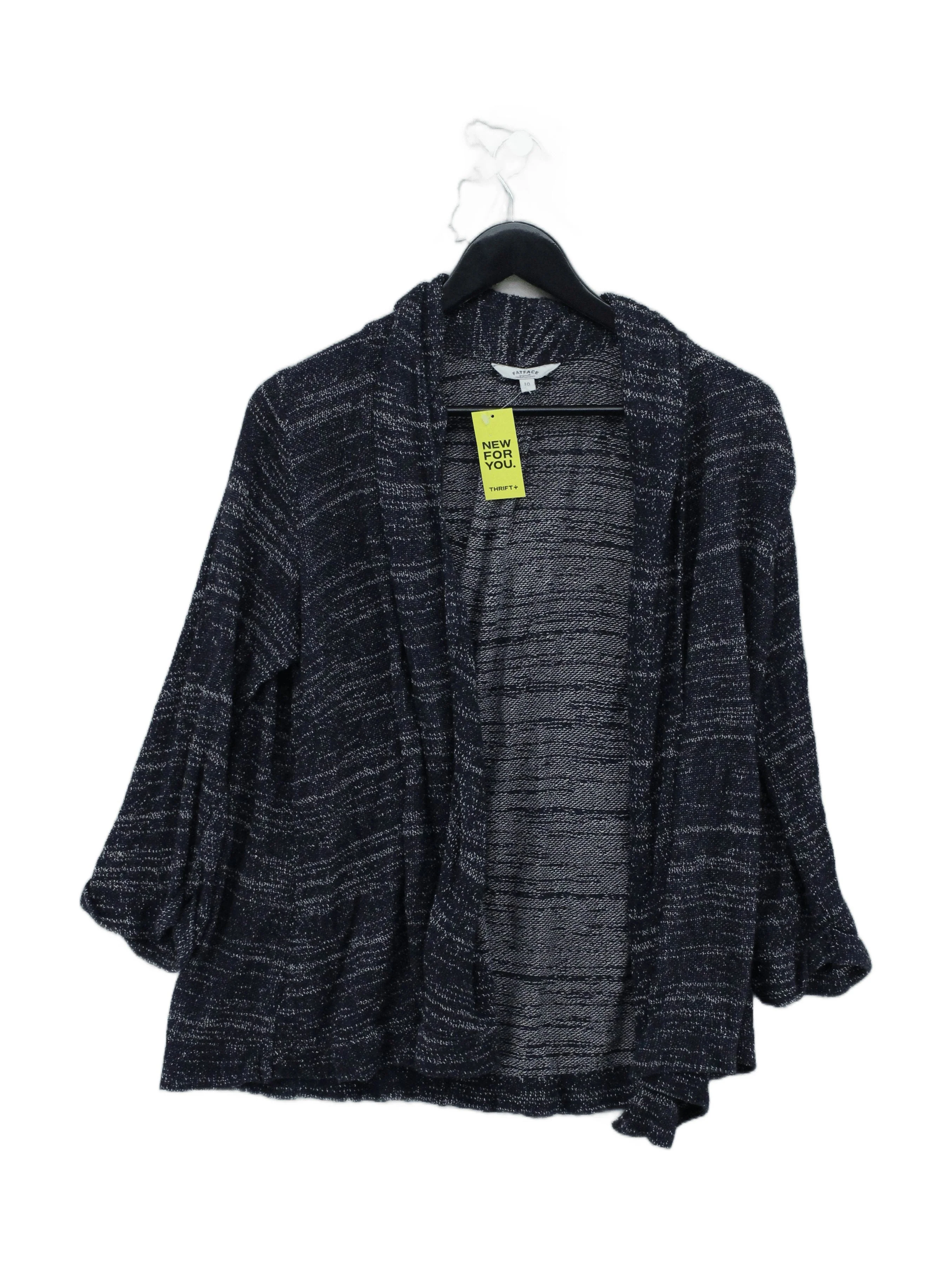 Fat Face Women's Cardigan S Blue Viscose with Cotton Collared Cardigan