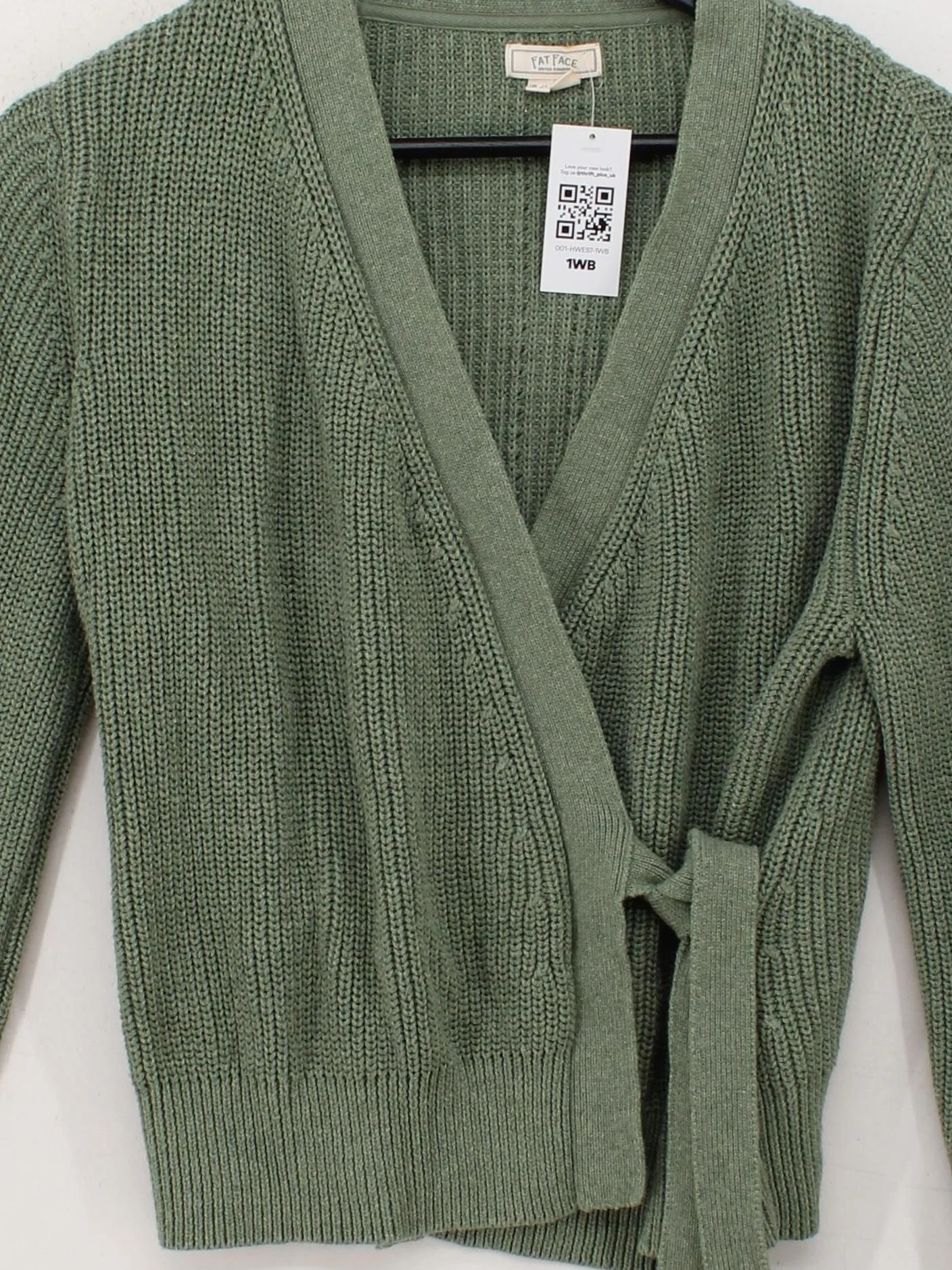 Fat Face Women's Cardigan UK 12 Green 100% Cotton V-Neck Cardigan - Image 3