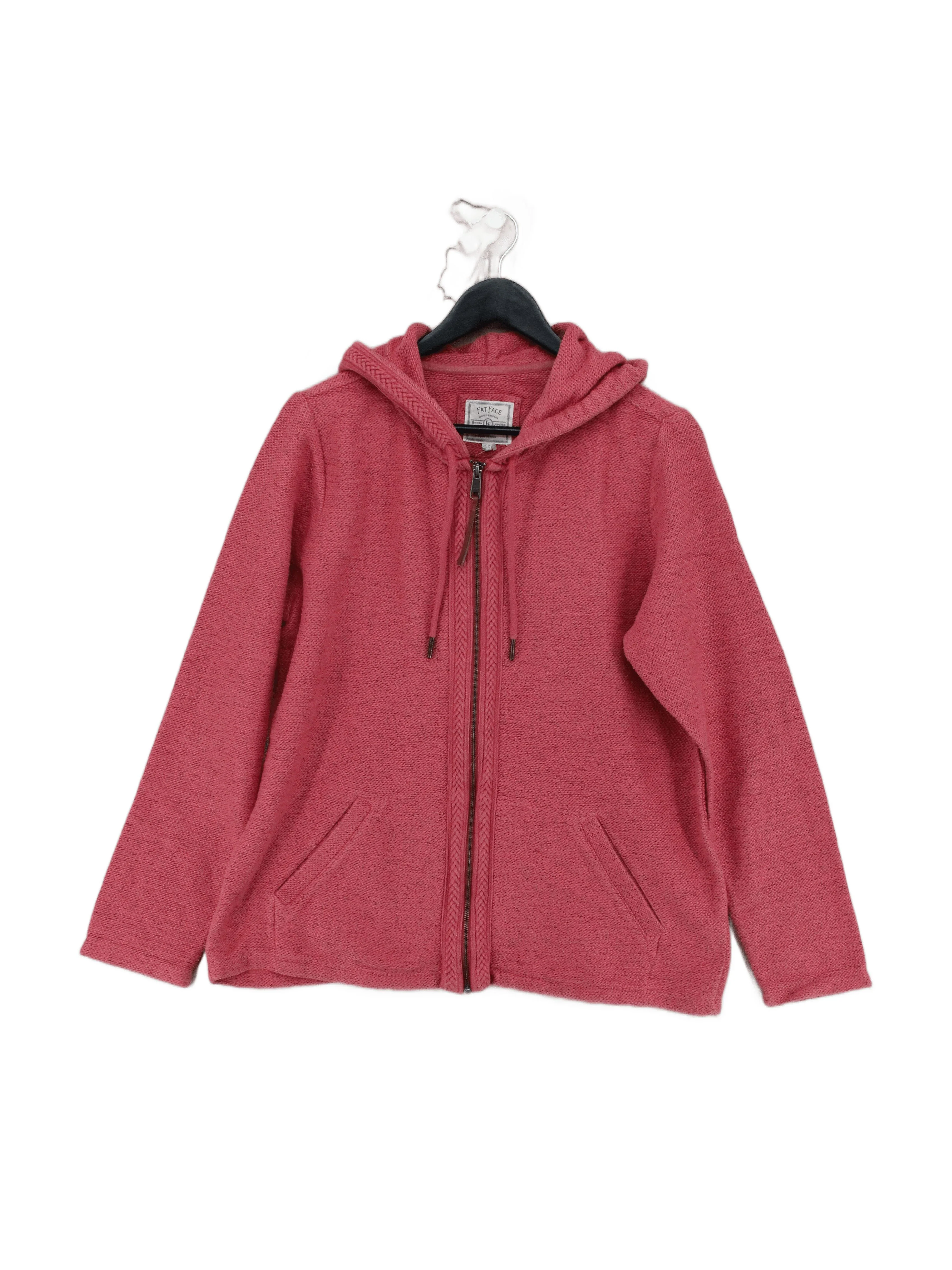 Fat Face Women's Hoodie UK 16 Pink Cotton with Polyester Pullover
