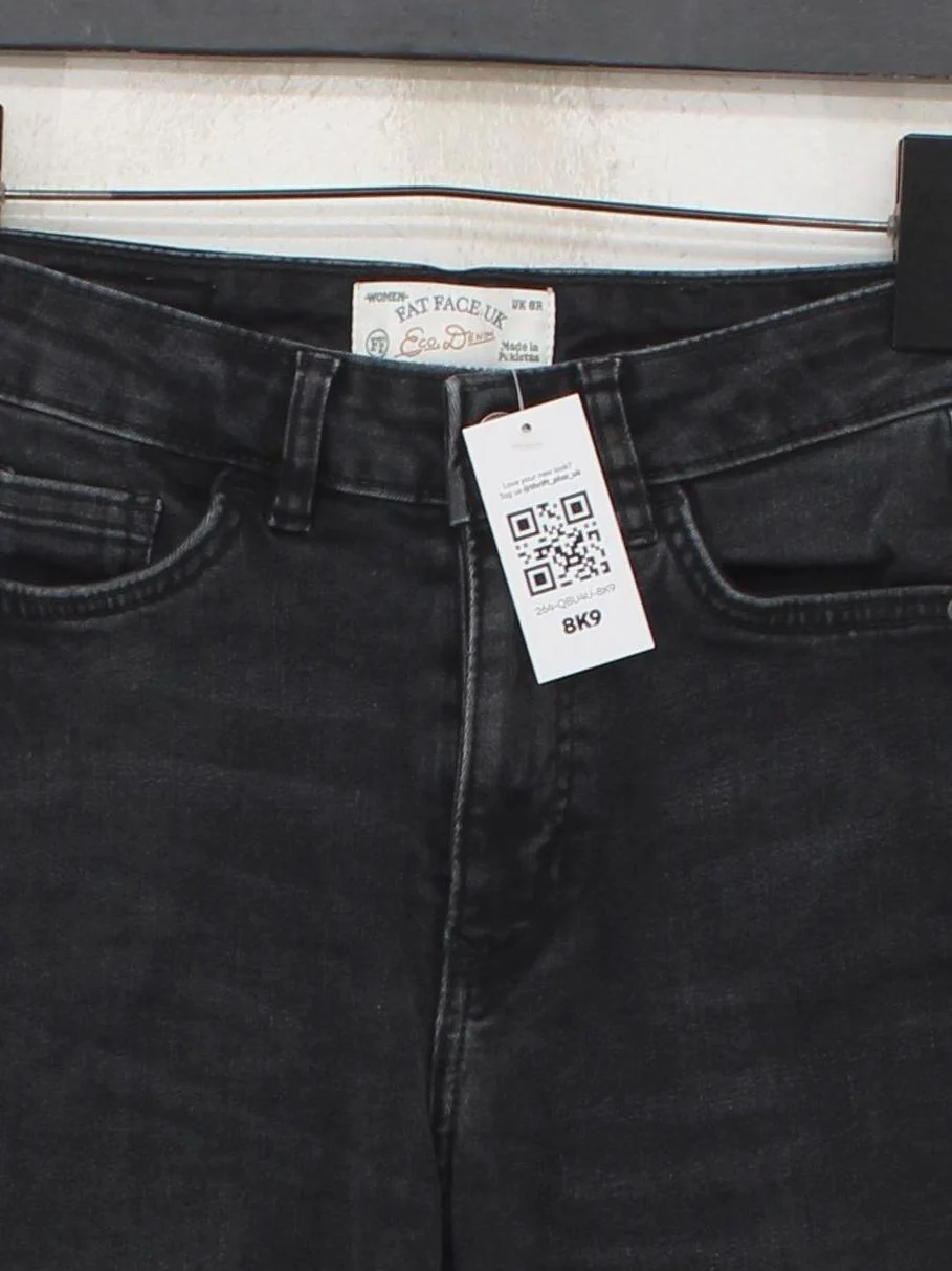 Fat Face Women's Jeans UK 8 Black Cotton with Polyester, Elastane Flared - Image 3