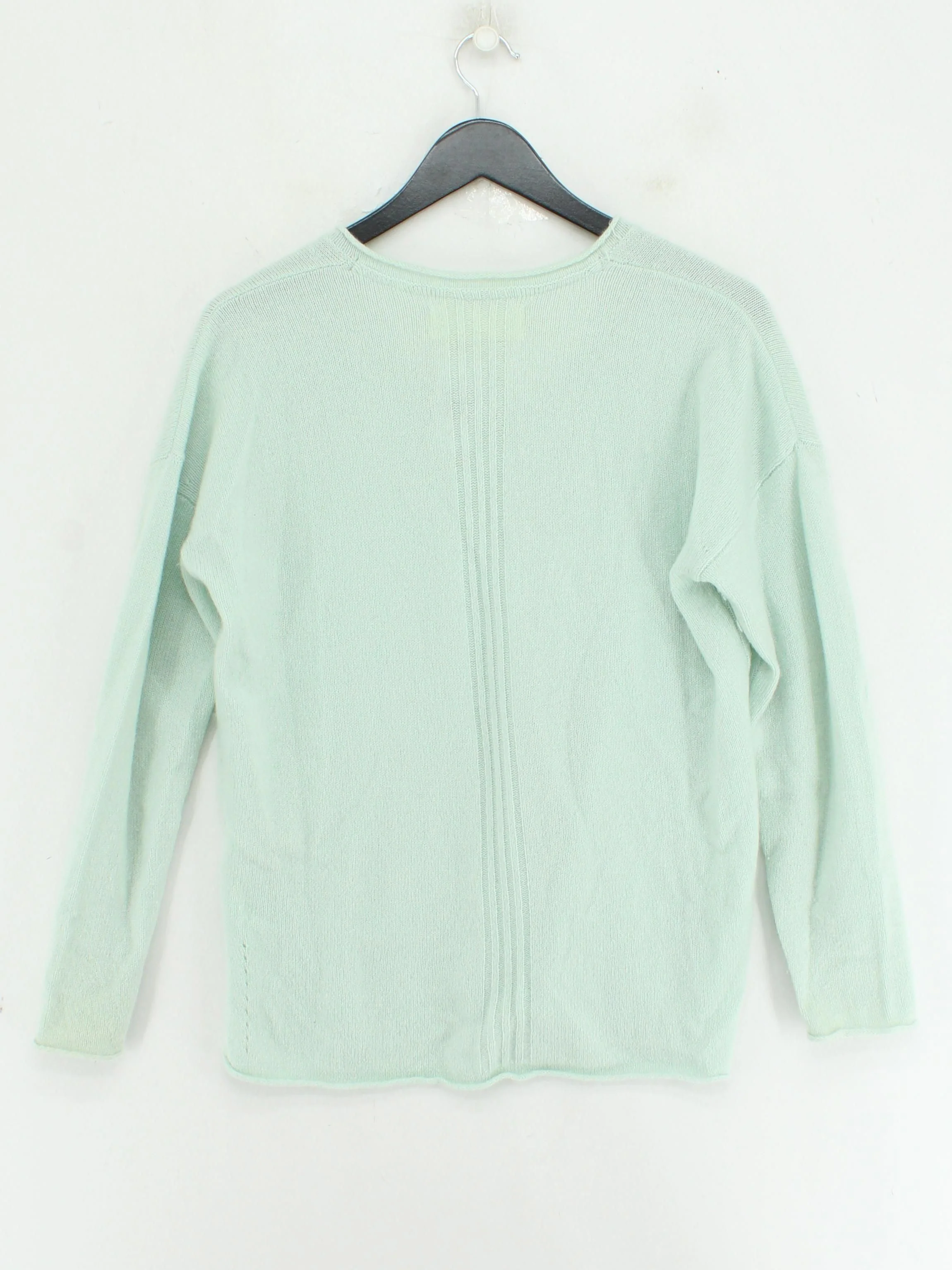 Fat Face Women's Jumper UK 10 Green 100% Cashmere V-Neck Pullover - Image 2