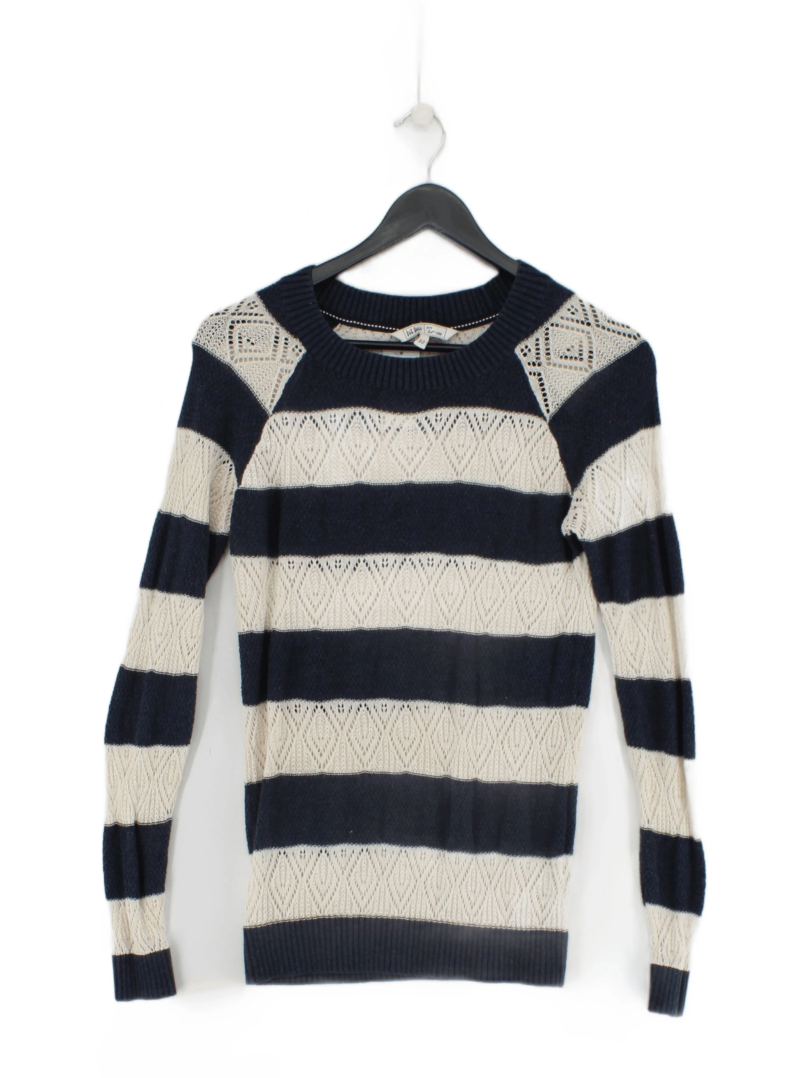 Fat Face Women's Jumper UK 10 Multi Striped 100% Cotton Crew Neck Pullover