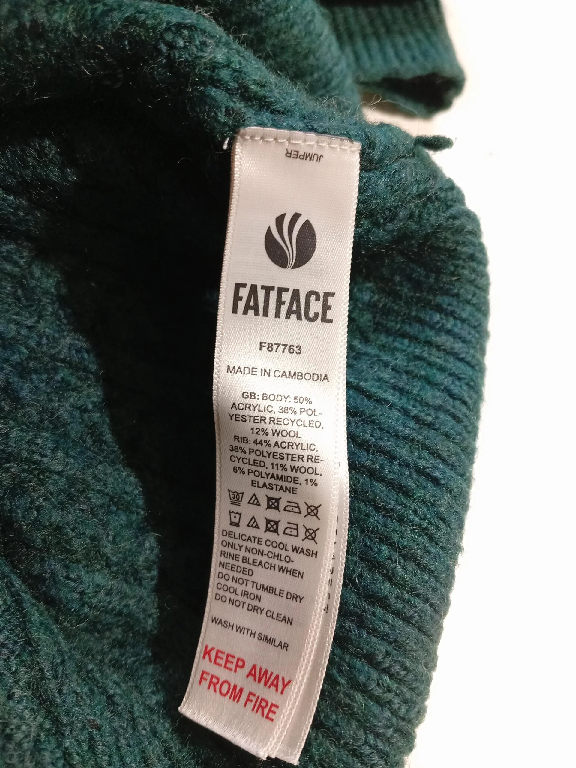Fat Face Women's Jumper UK 20 Green Acrylic - Image 7