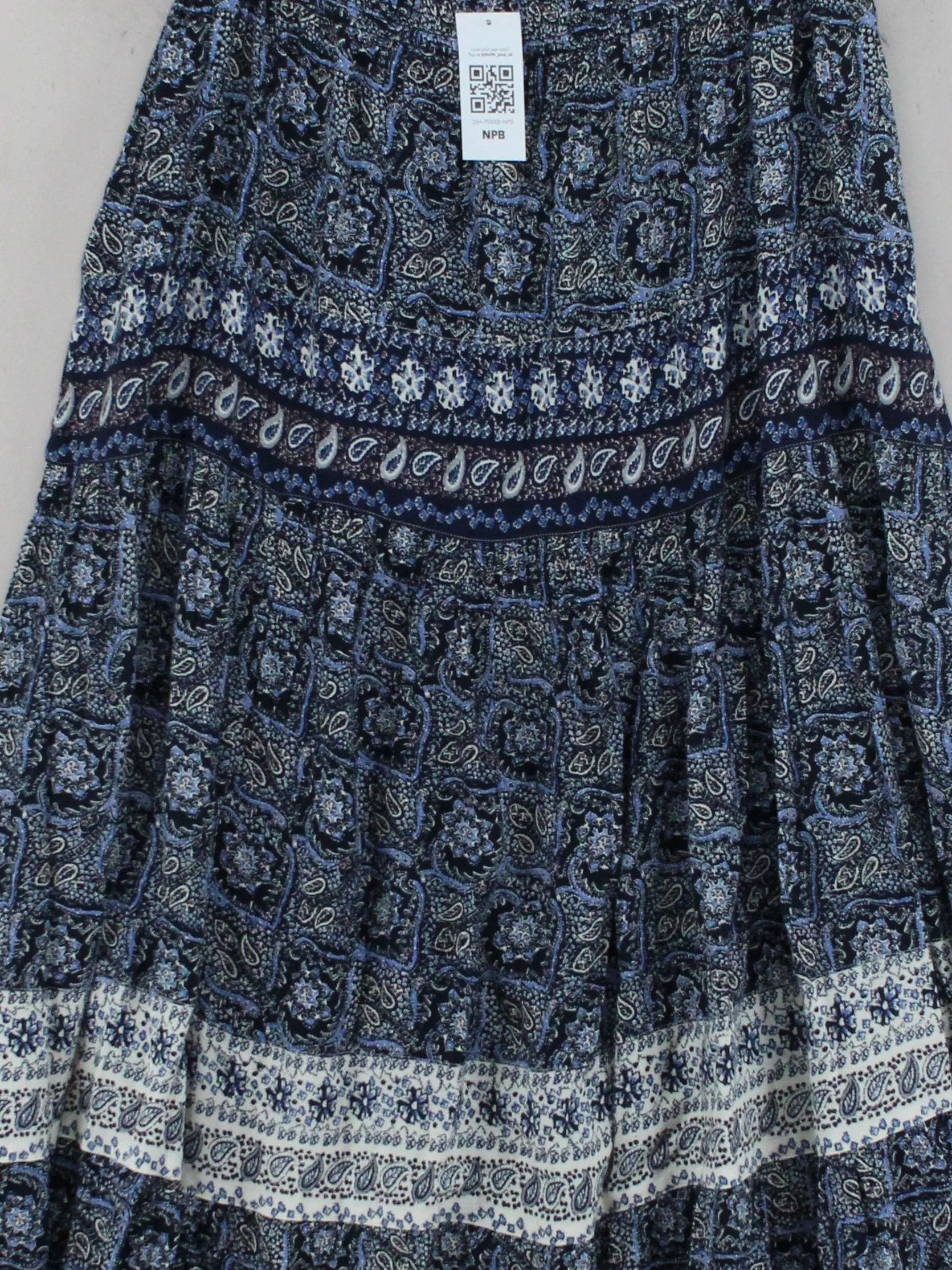 Fat Face Women's Maxi Skirt UK 14 Blue Paisley 100% Viscose Long Maxi - Image 3