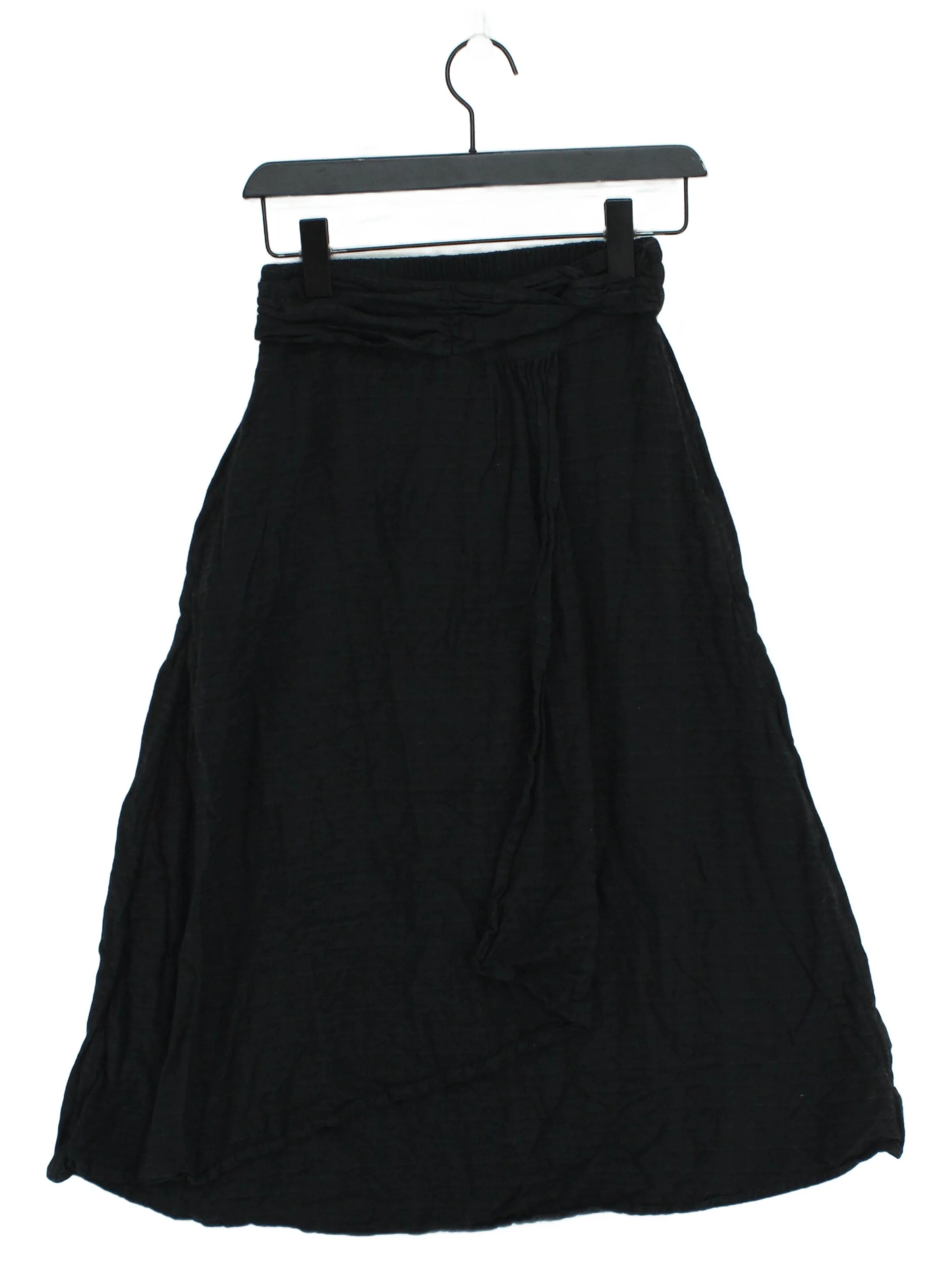 Fat Face Women's Midi Skirt UK 6 Black Viscose with Cotton, Linen Midi A-Line