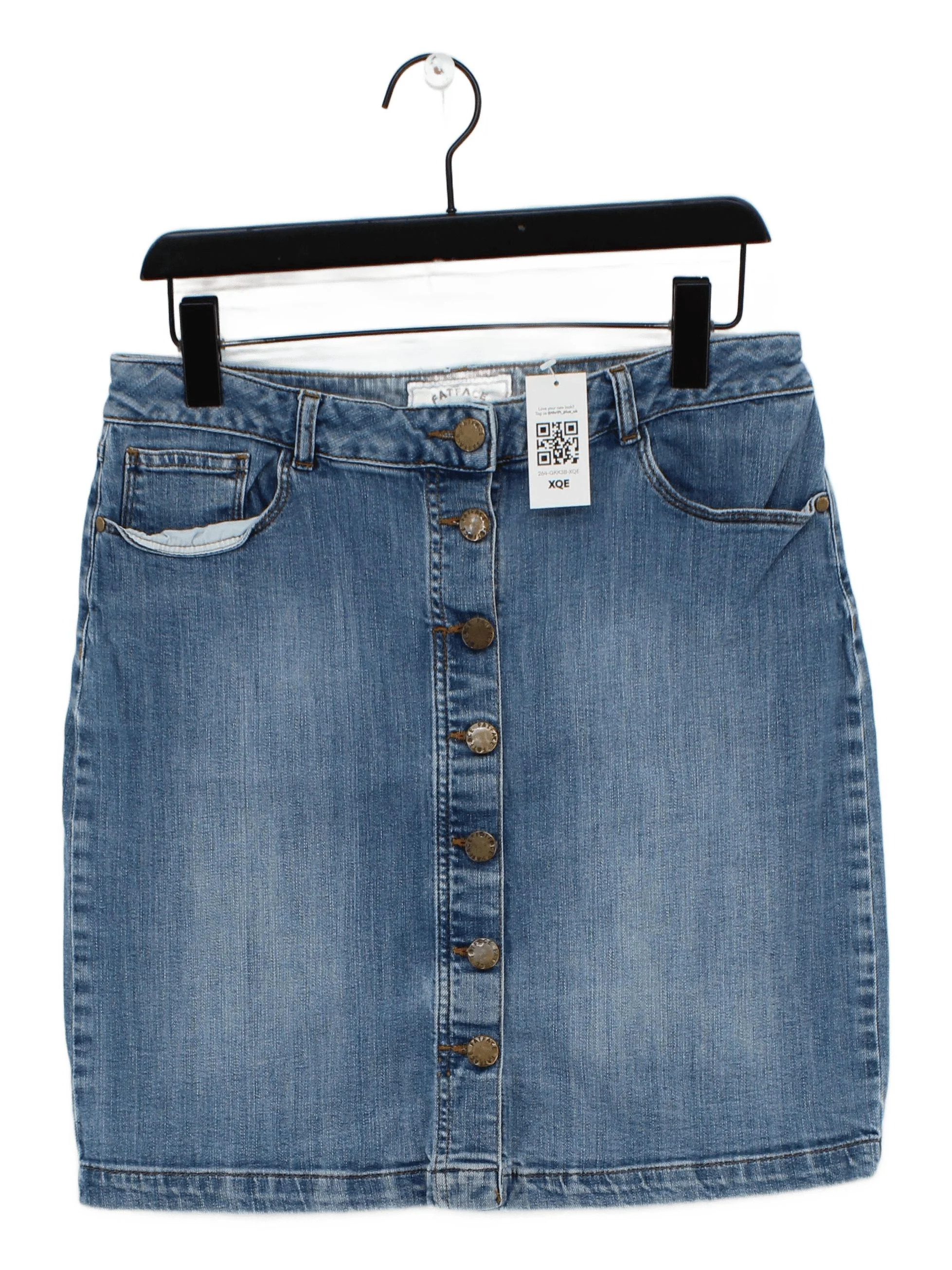 Fat Face Women's Mini Skirt UK 14 Blue Cotton with Elastane Short Mini