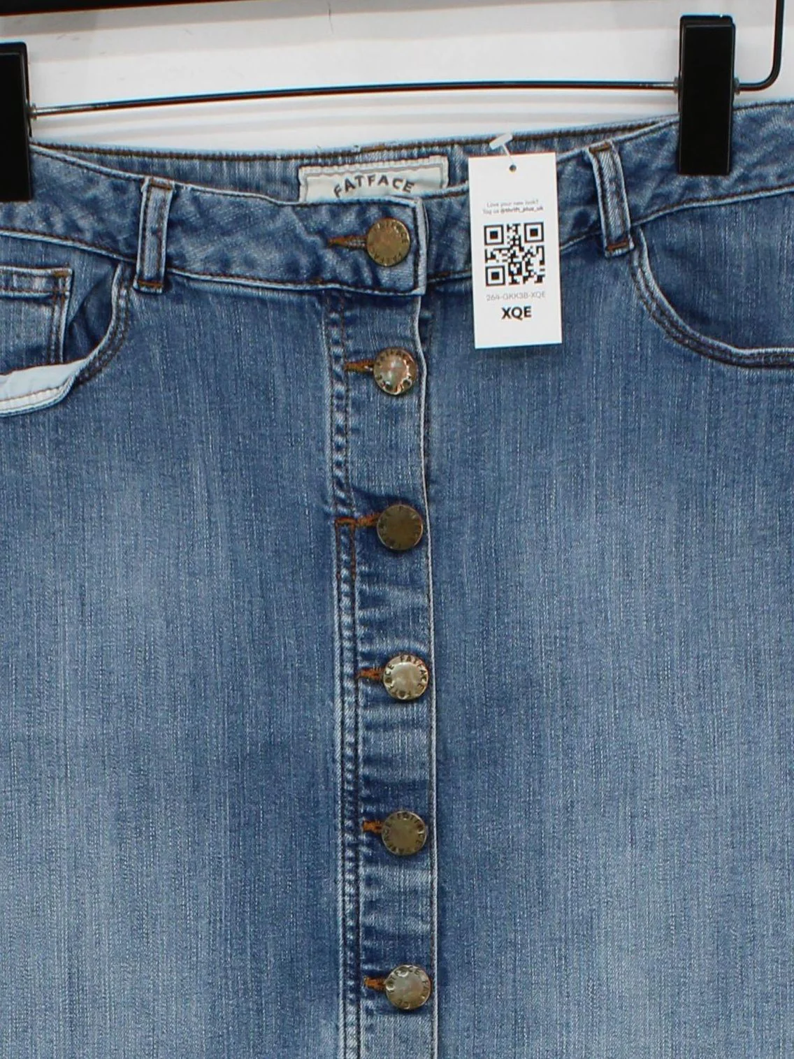 Fat Face Women's Mini Skirt UK 14 Blue Cotton with Elastane Short Mini - Image 3