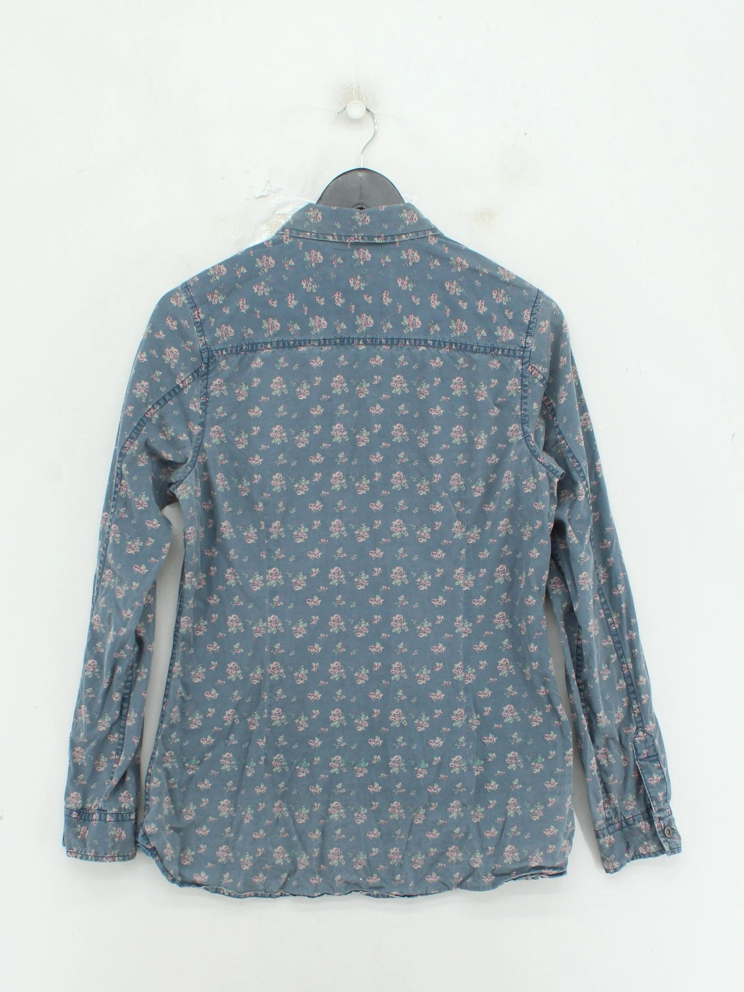 Fat Face Women's Shirt UK 12 Blue Floral 100% Cotton Long Sleeve Collared Basic - Image 2