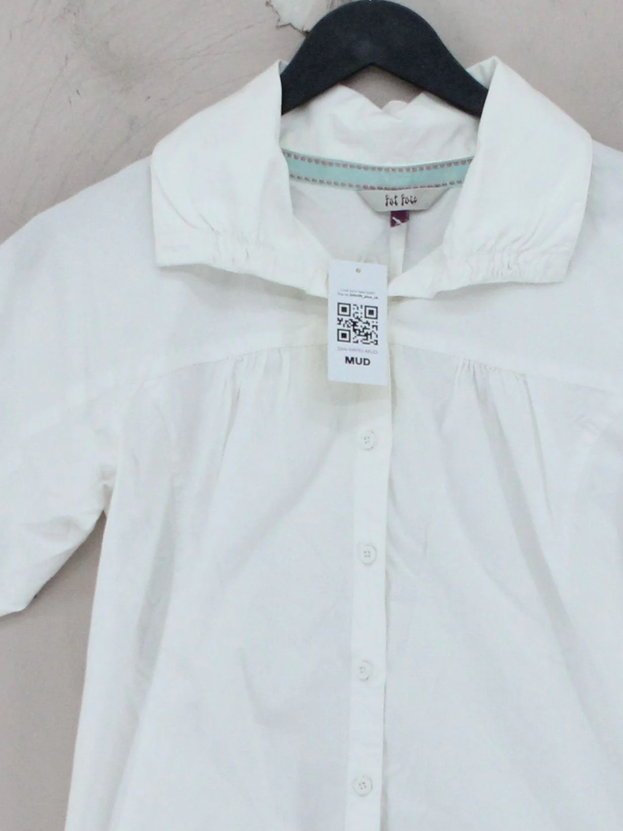 Fat Face Women's Shirt UK 6 White 100% Cotton 3/4 Sleeve Collared Basic - Image 3