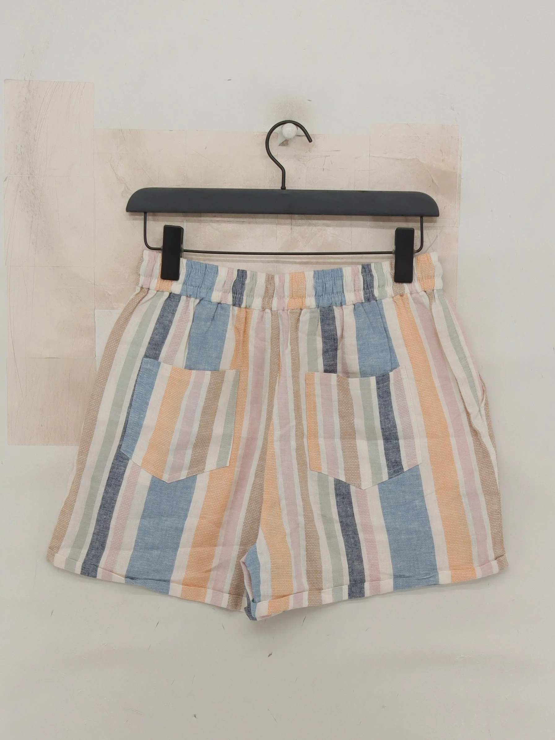 Fat Face Women's Shorts UK 10 Multi Striped Linen with Viscose Paperbag - Image 2