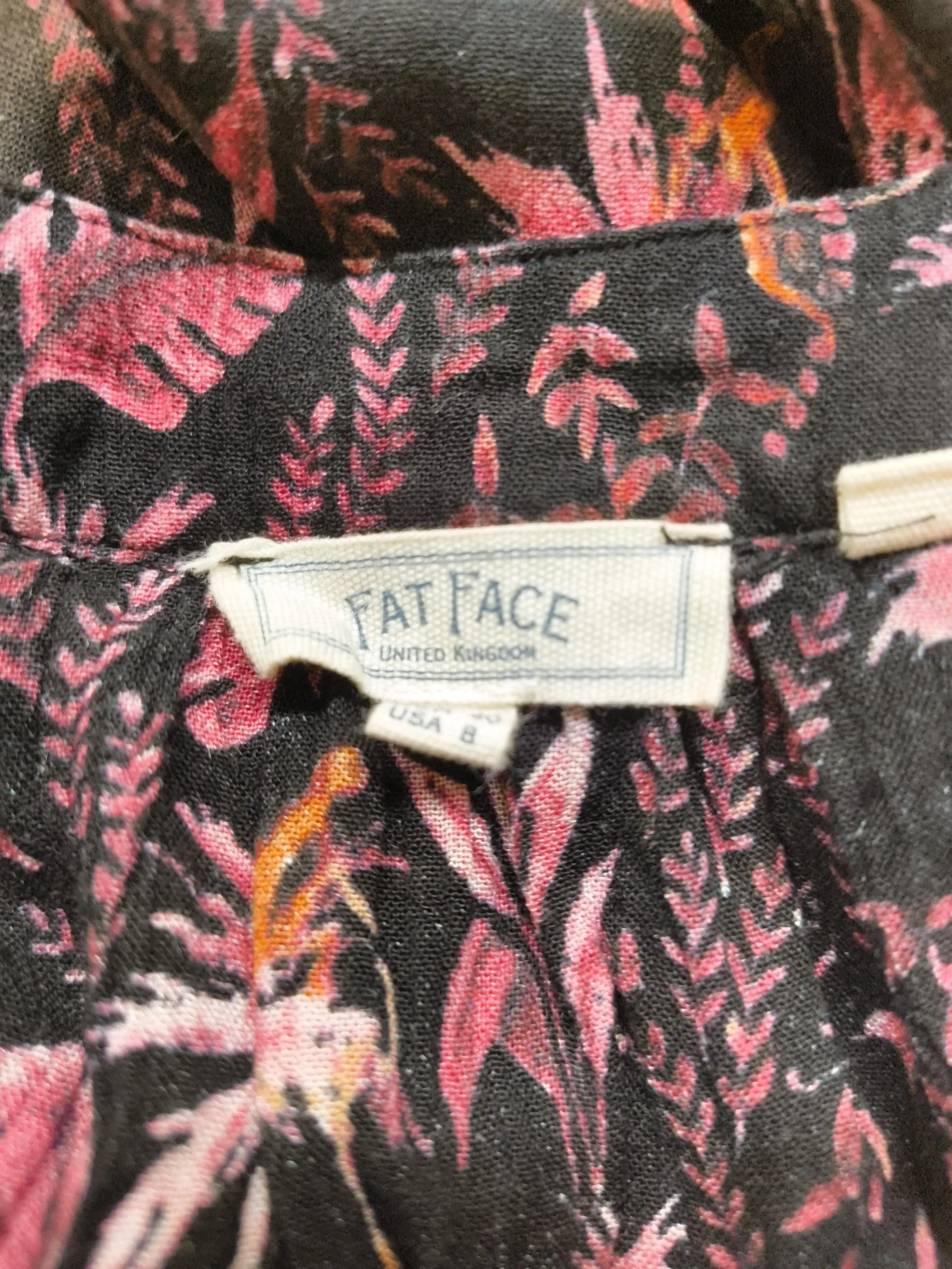Fat Face Women's Top M Black Floral 100% Viscose Short Sleeve Round Neck Basic - Image 5