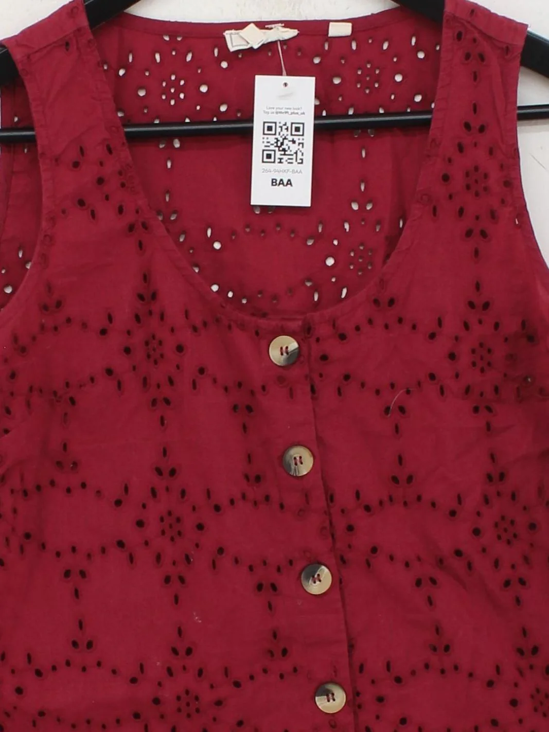 Fat Face Women's Top UK 10 Red 100% Cotton Sleeveless Round Neck Basic - Image 3