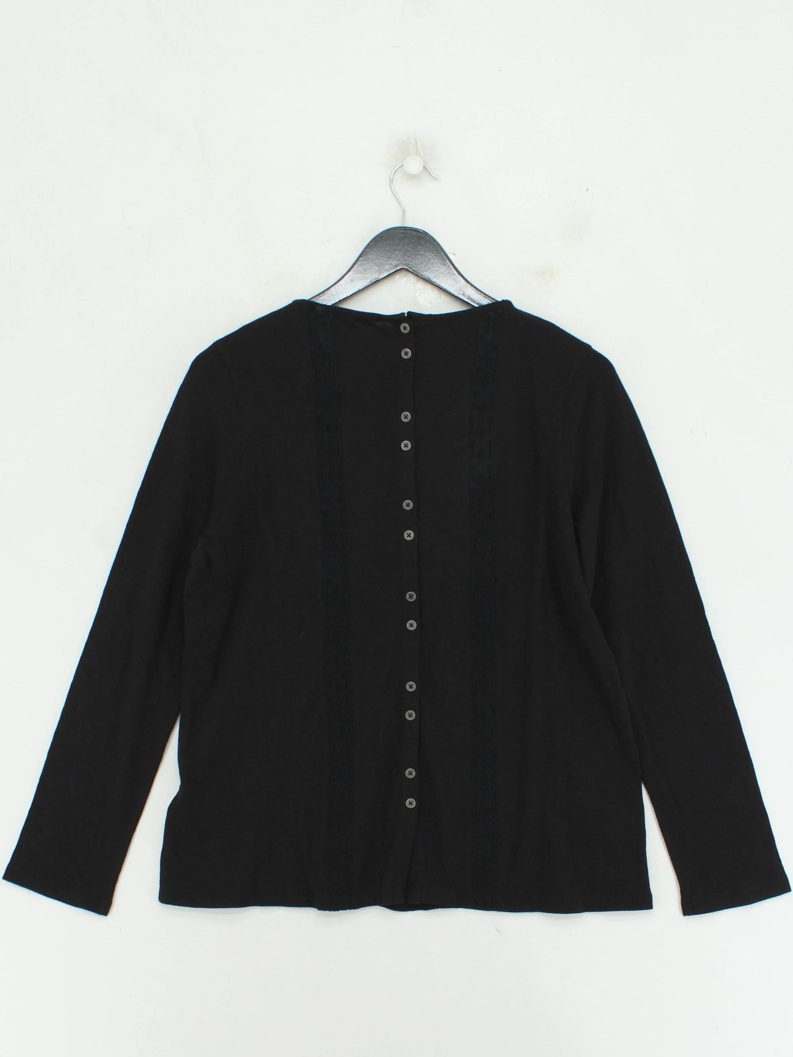 Fat Face Women's Top UK 14 Black 100% Polyester Long Sleeve Round Neck Basic - Image 2