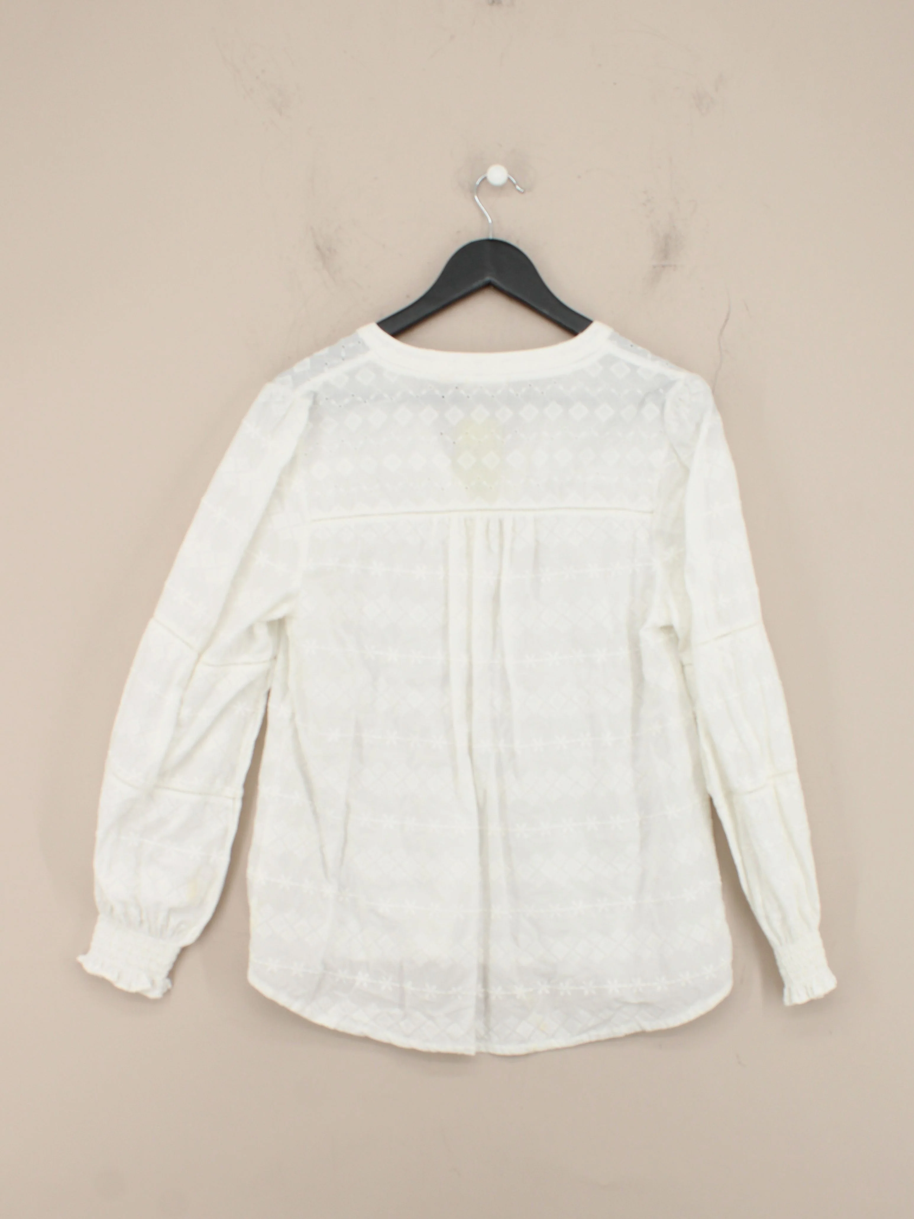 Fat Face Women's Top UK 14 White 100% Cotton Long Sleeve Collared Basic - Image 2